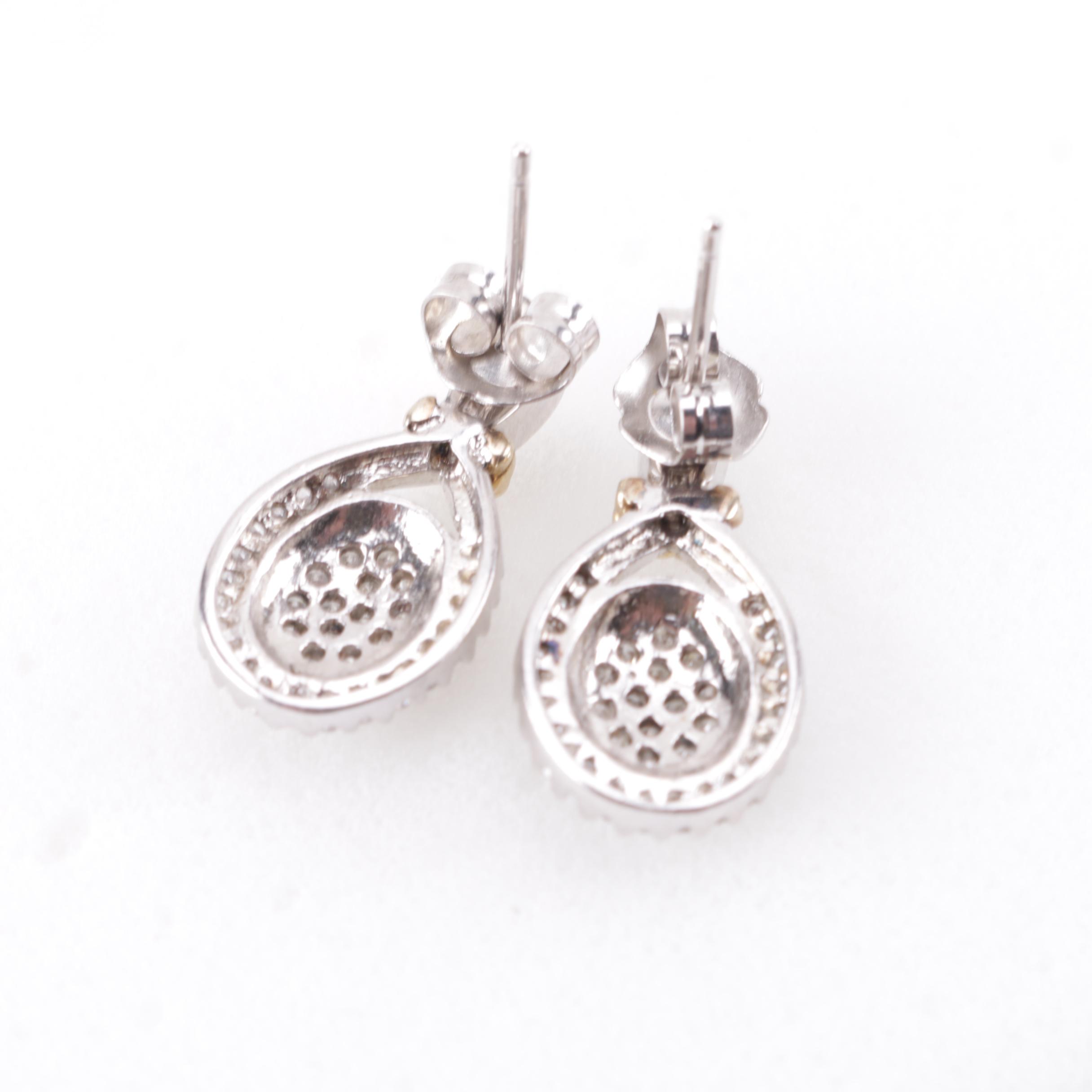 Sterling Silver and Diamond Earrings
