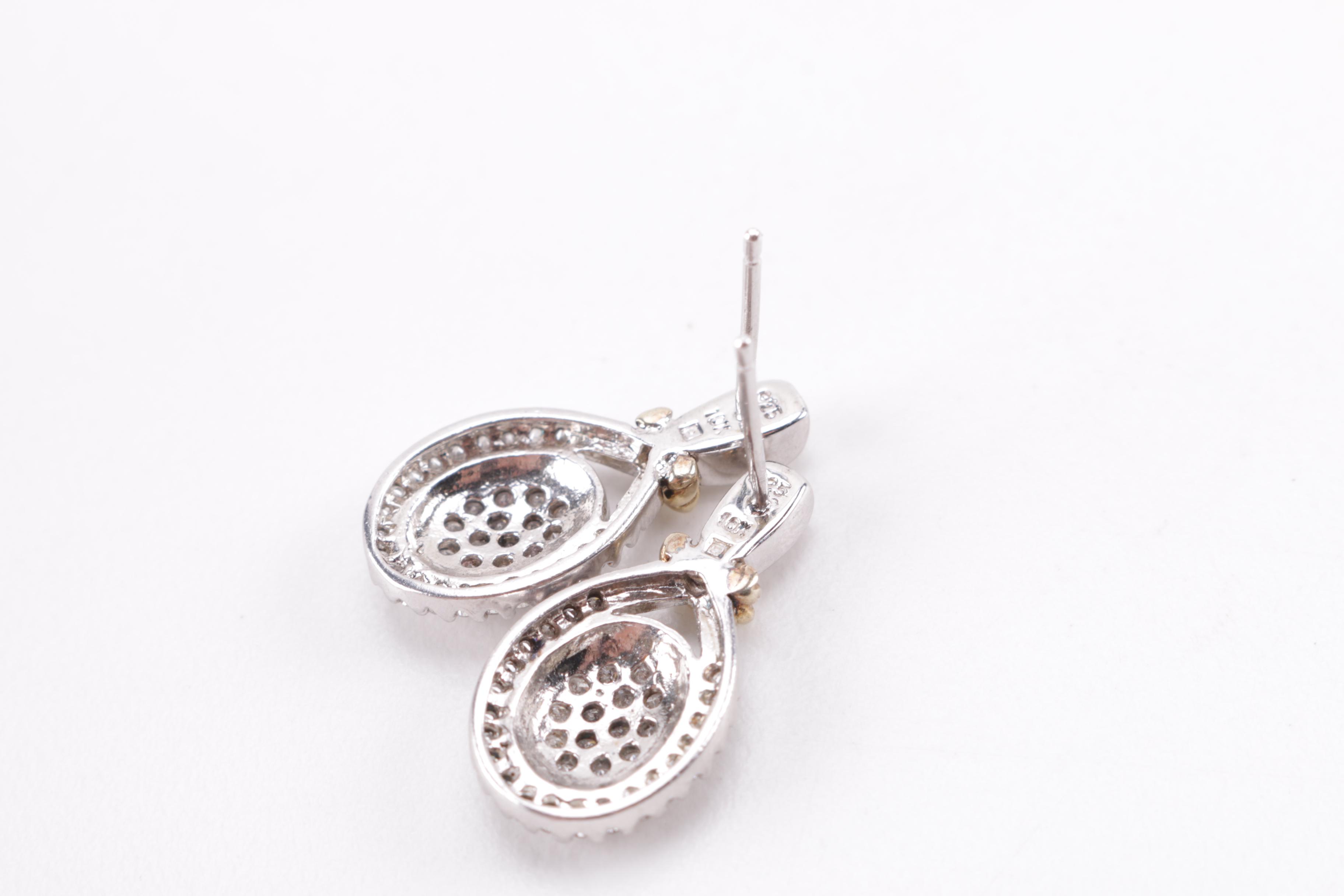 Sterling Silver and Diamond Earrings