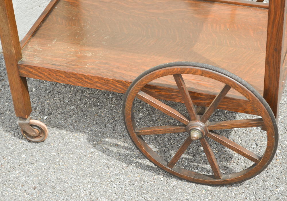 Oak Drink Cart With Removable Serving Tray