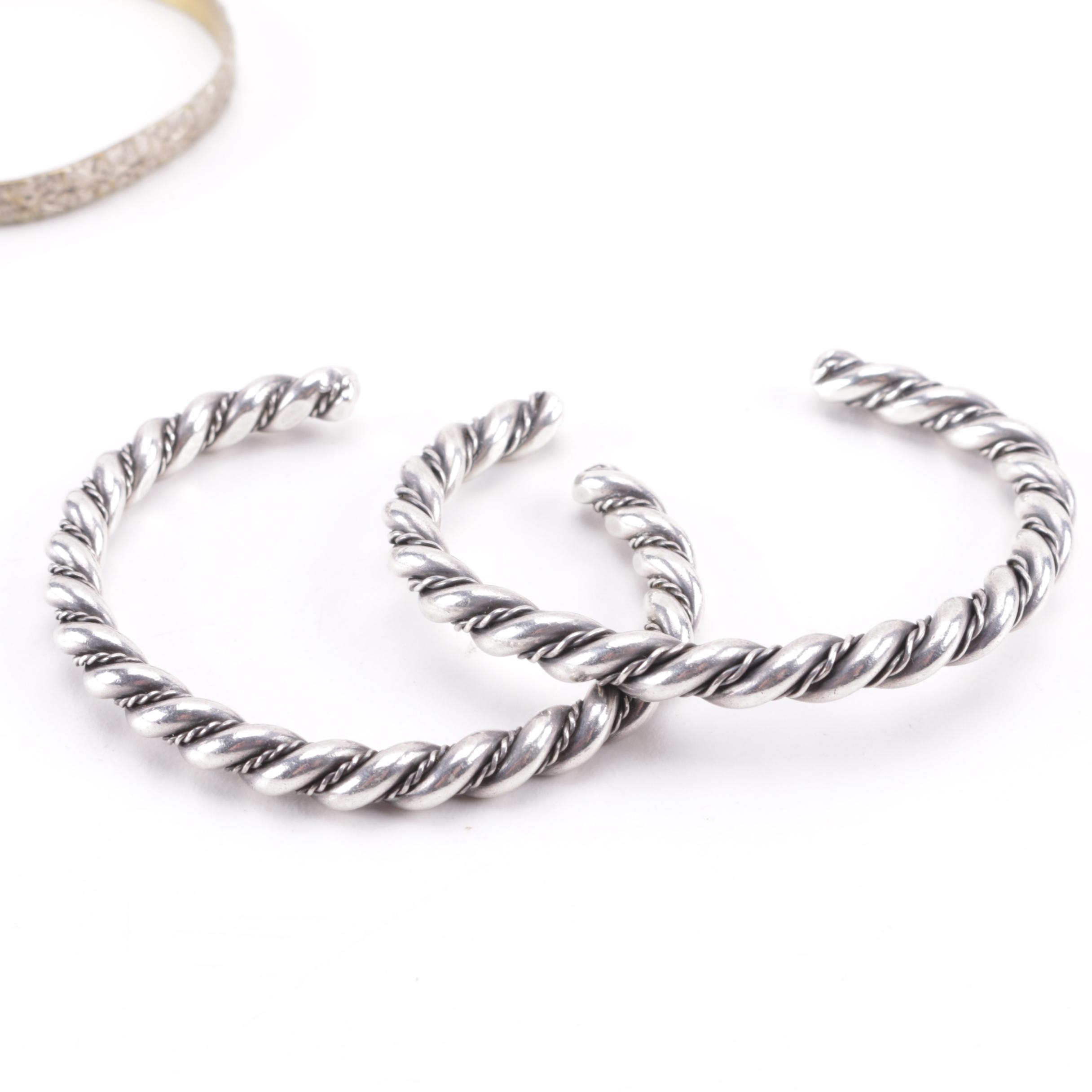Vintage Sterling Silver Bangle and Cuff Bracelets