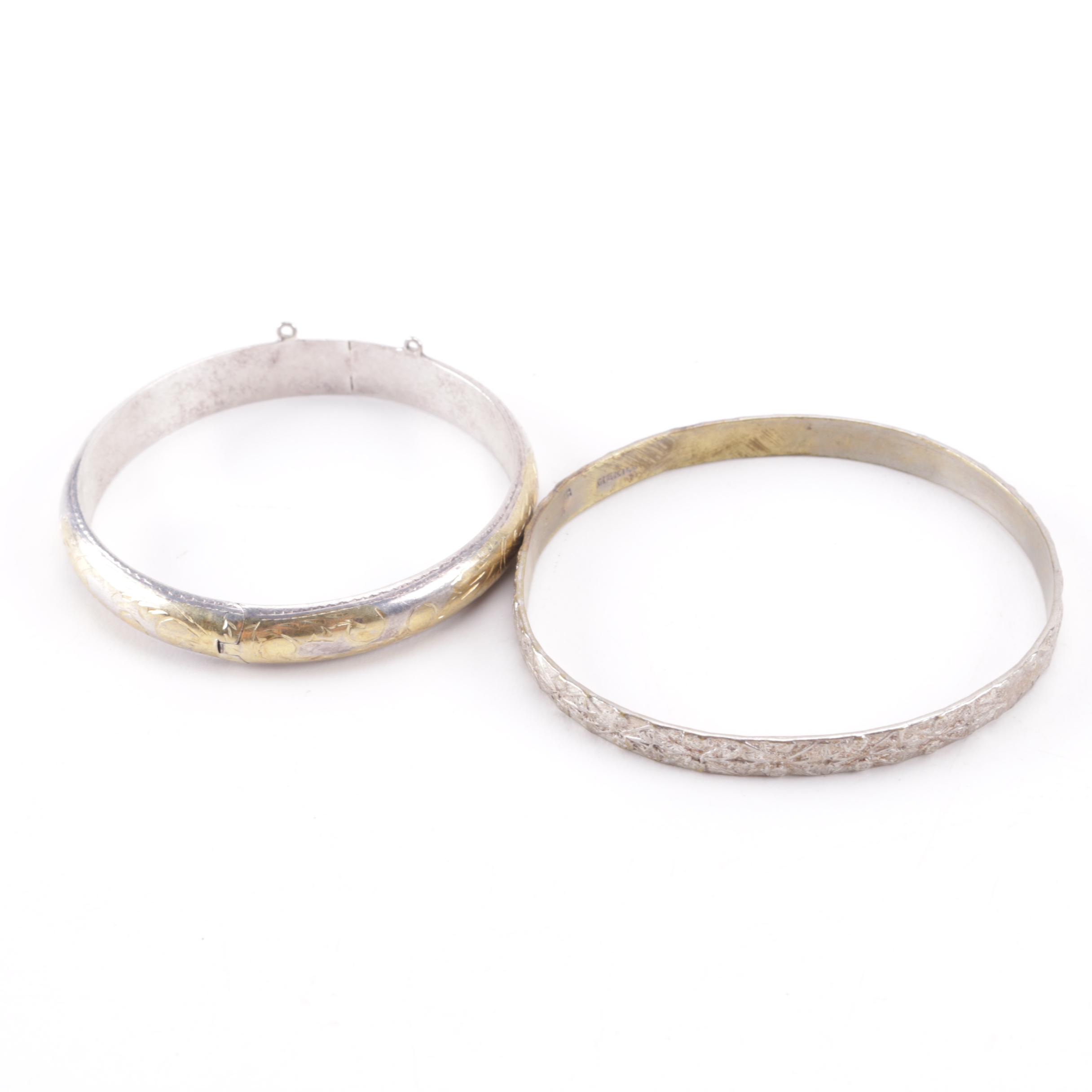 Vintage Sterling Silver Bangle and Cuff Bracelets