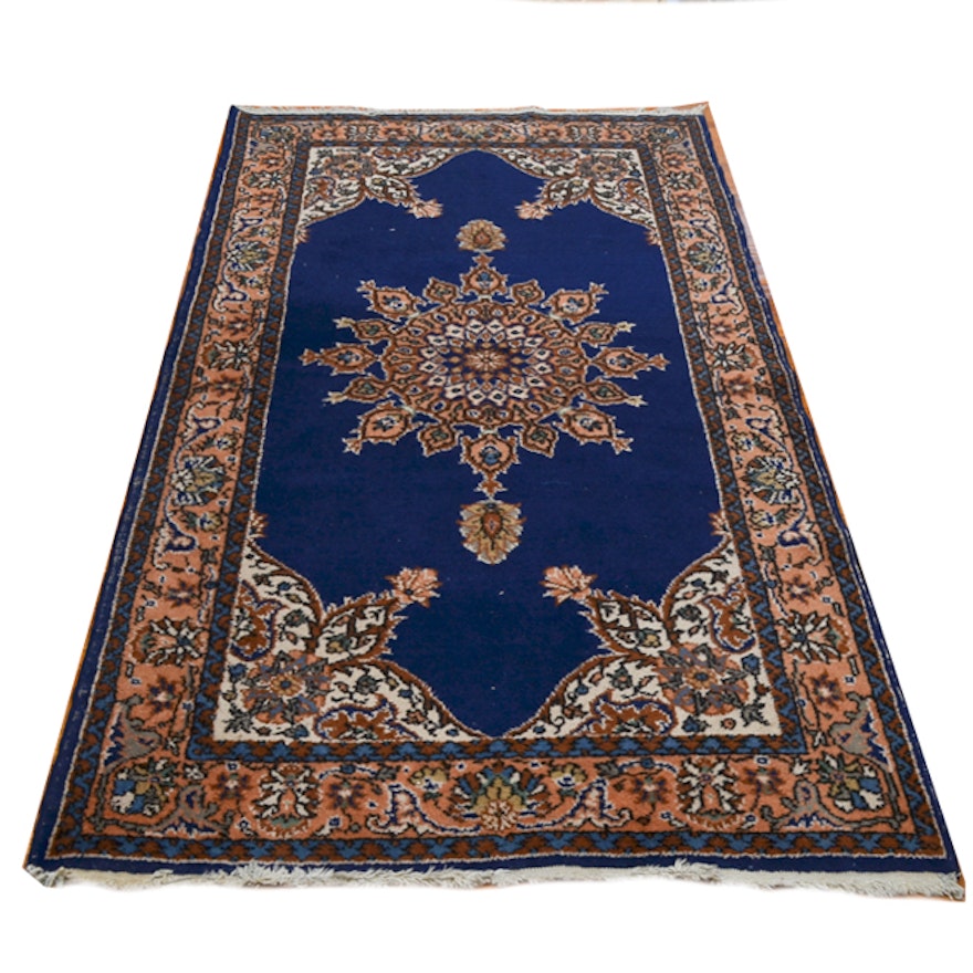 Hand-Knotted Wool Qom-Style Area Rug