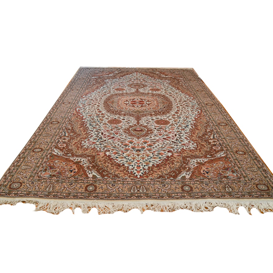 Large Hand-Knotted Chinese Wool Area Rug