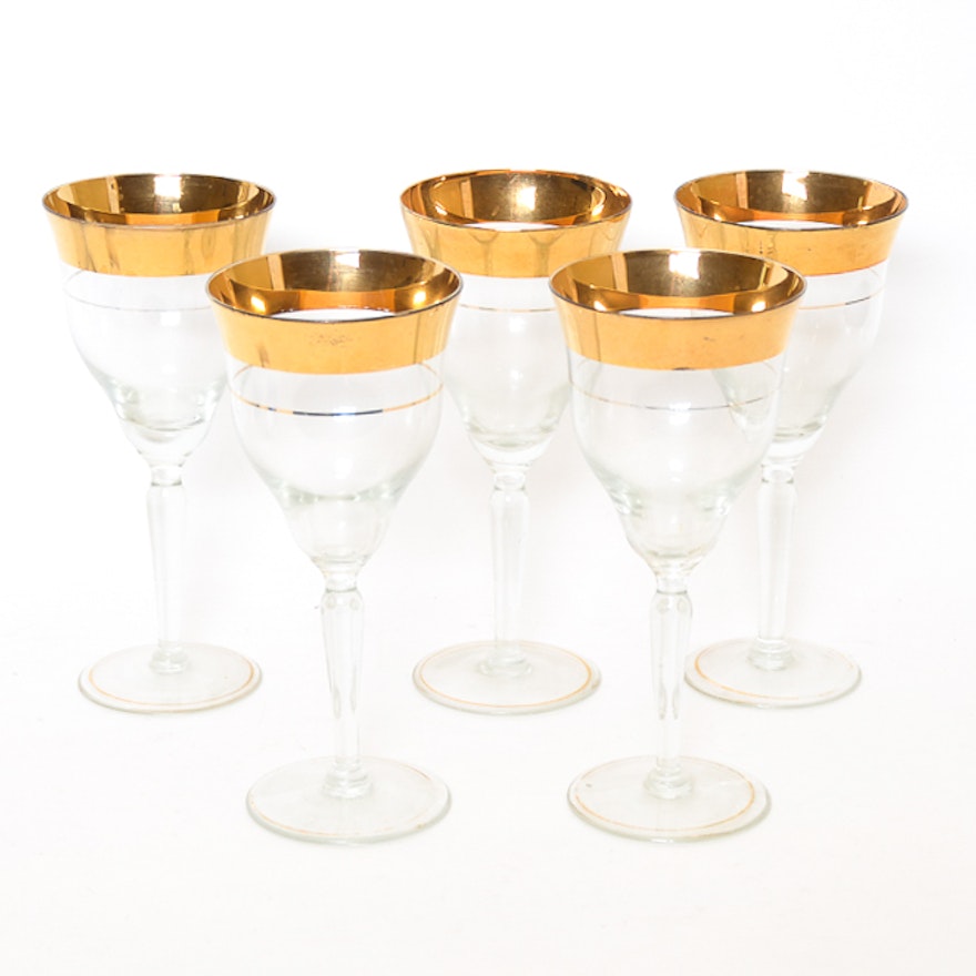 Set of Gilt Rimmed Stemware