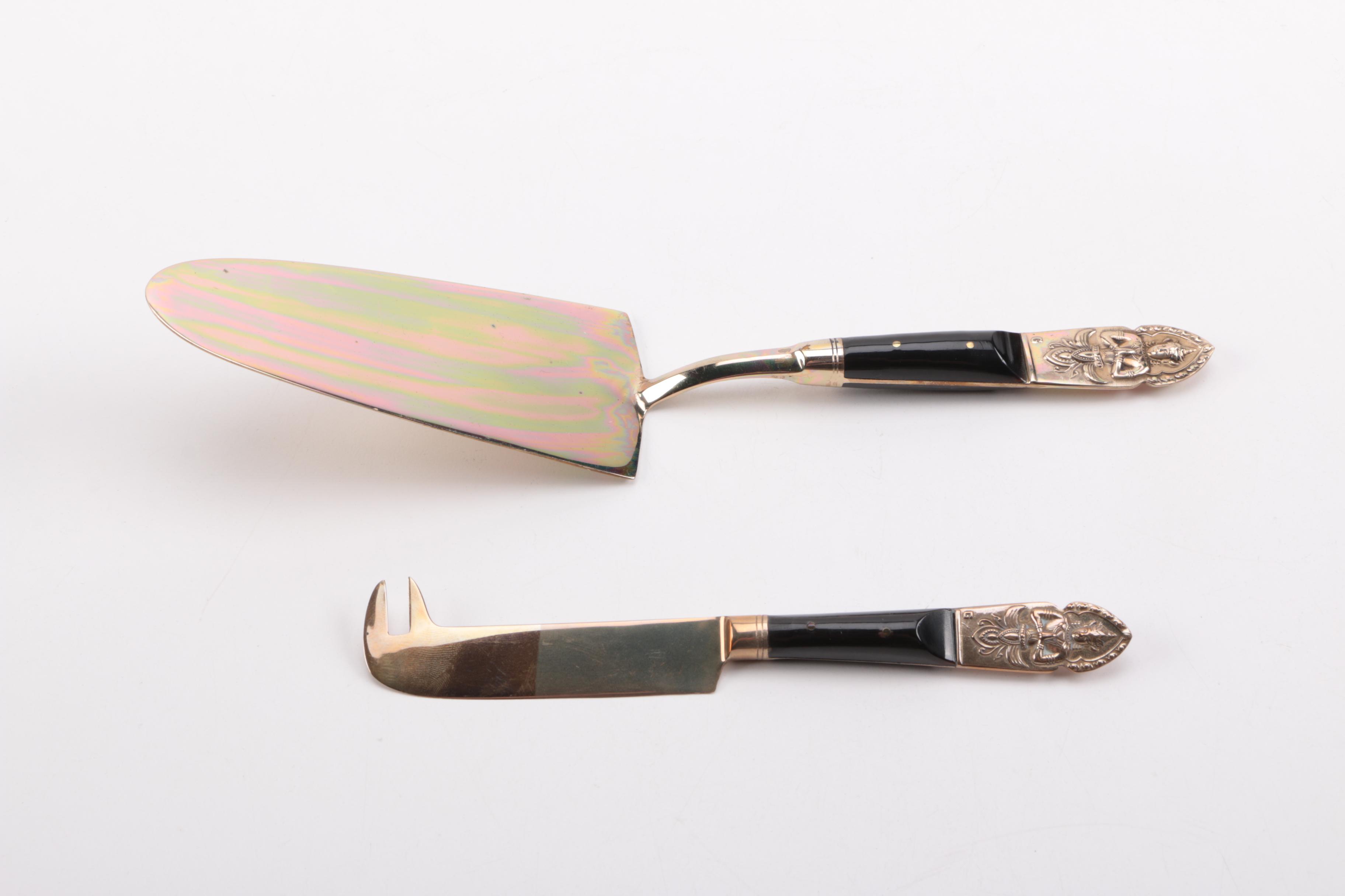 Assortment of Gold-Tone Serving Utensils