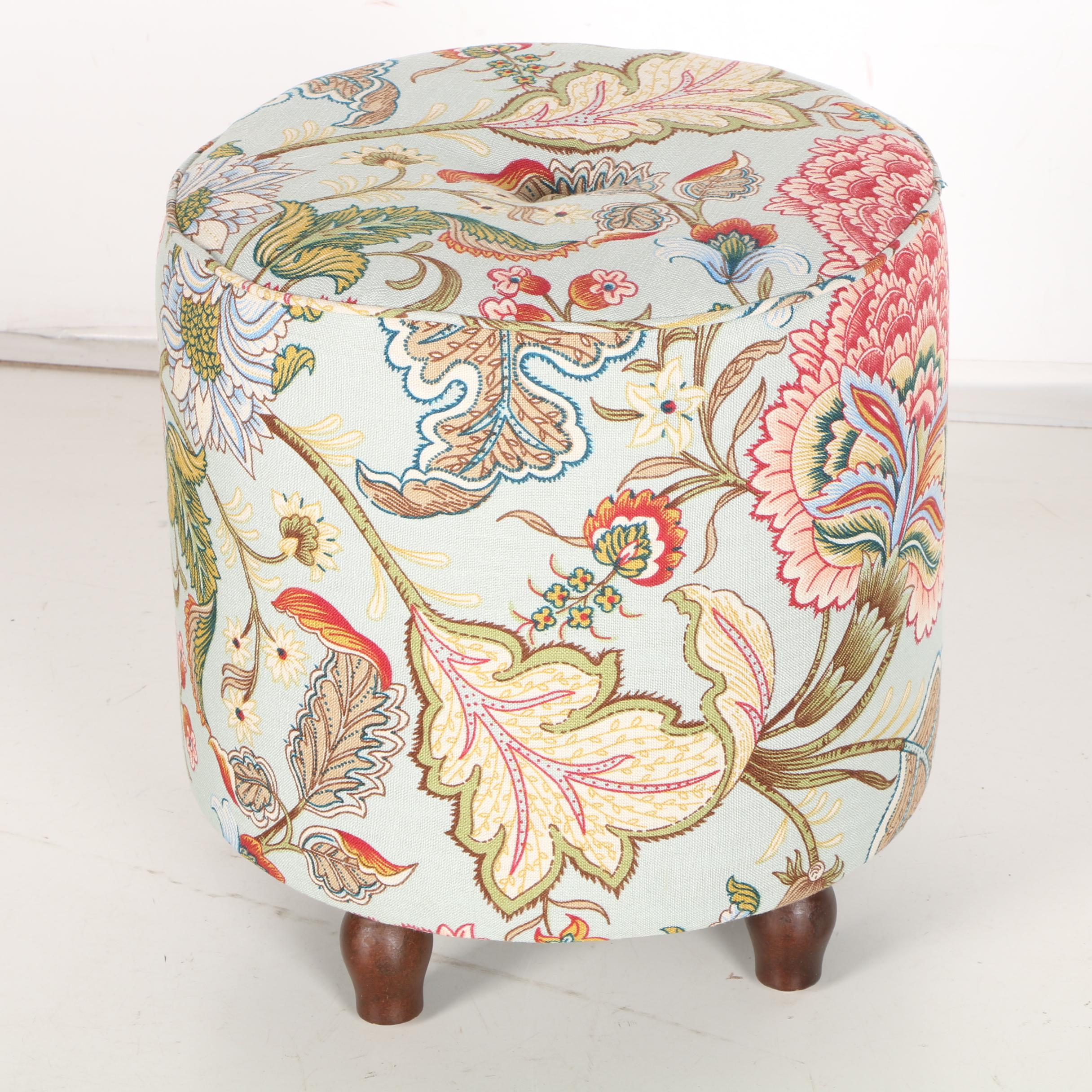 Green, Blue and Red Floral Ottoman