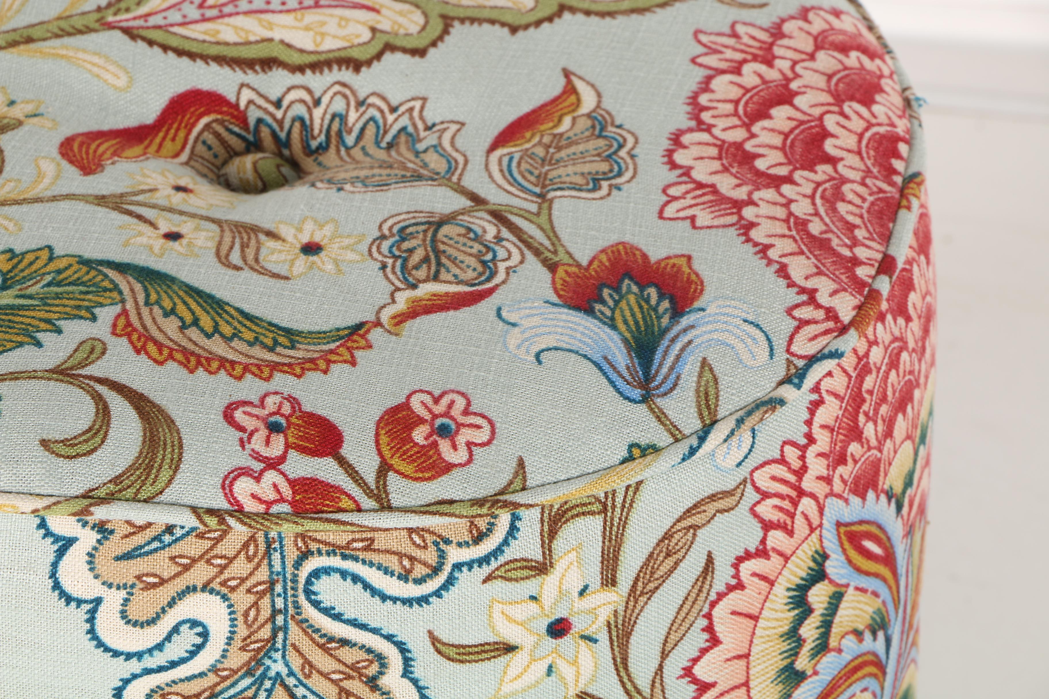 Green, Blue and Red Floral Ottoman