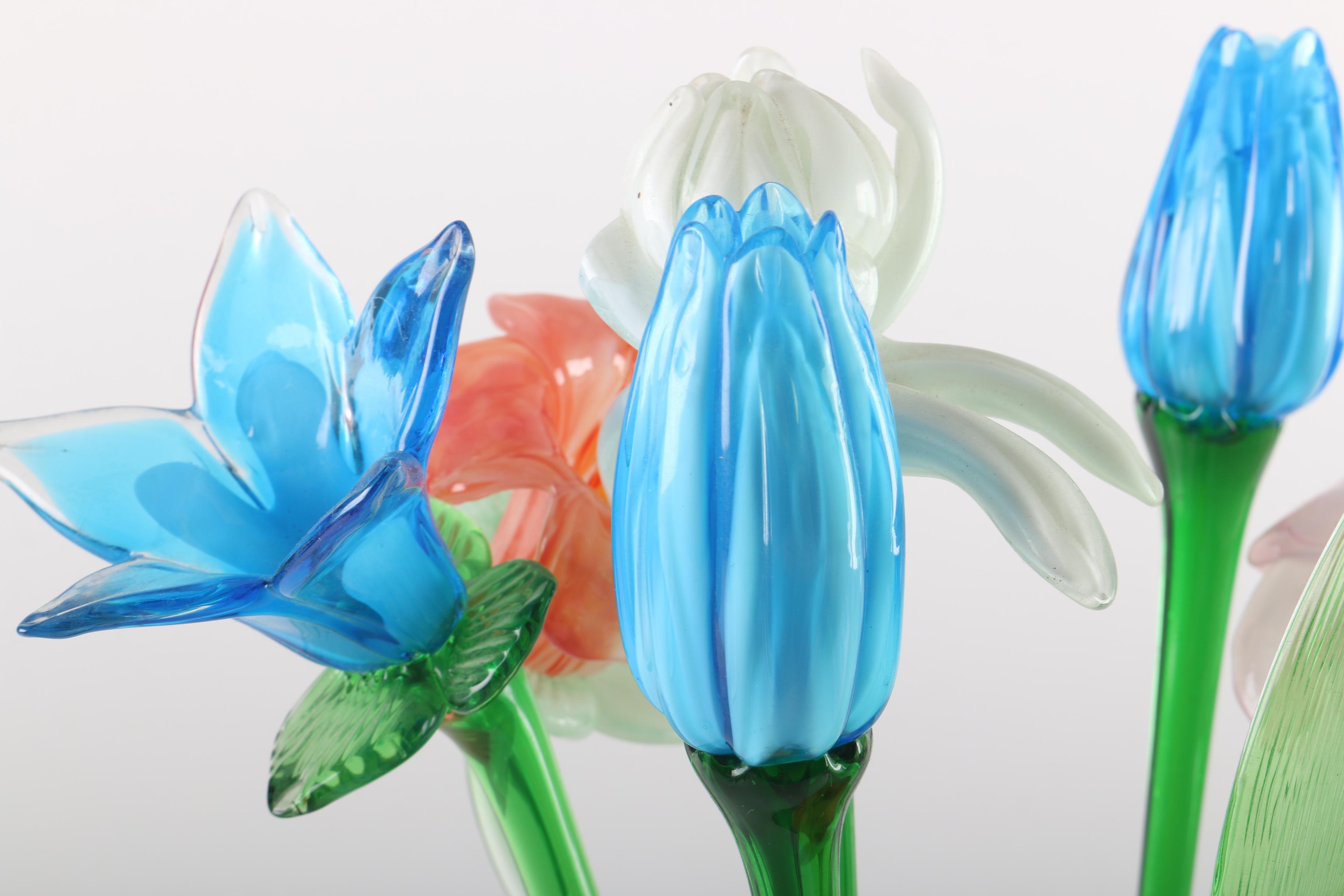 Glass Flower Bouquet in Glass Vase