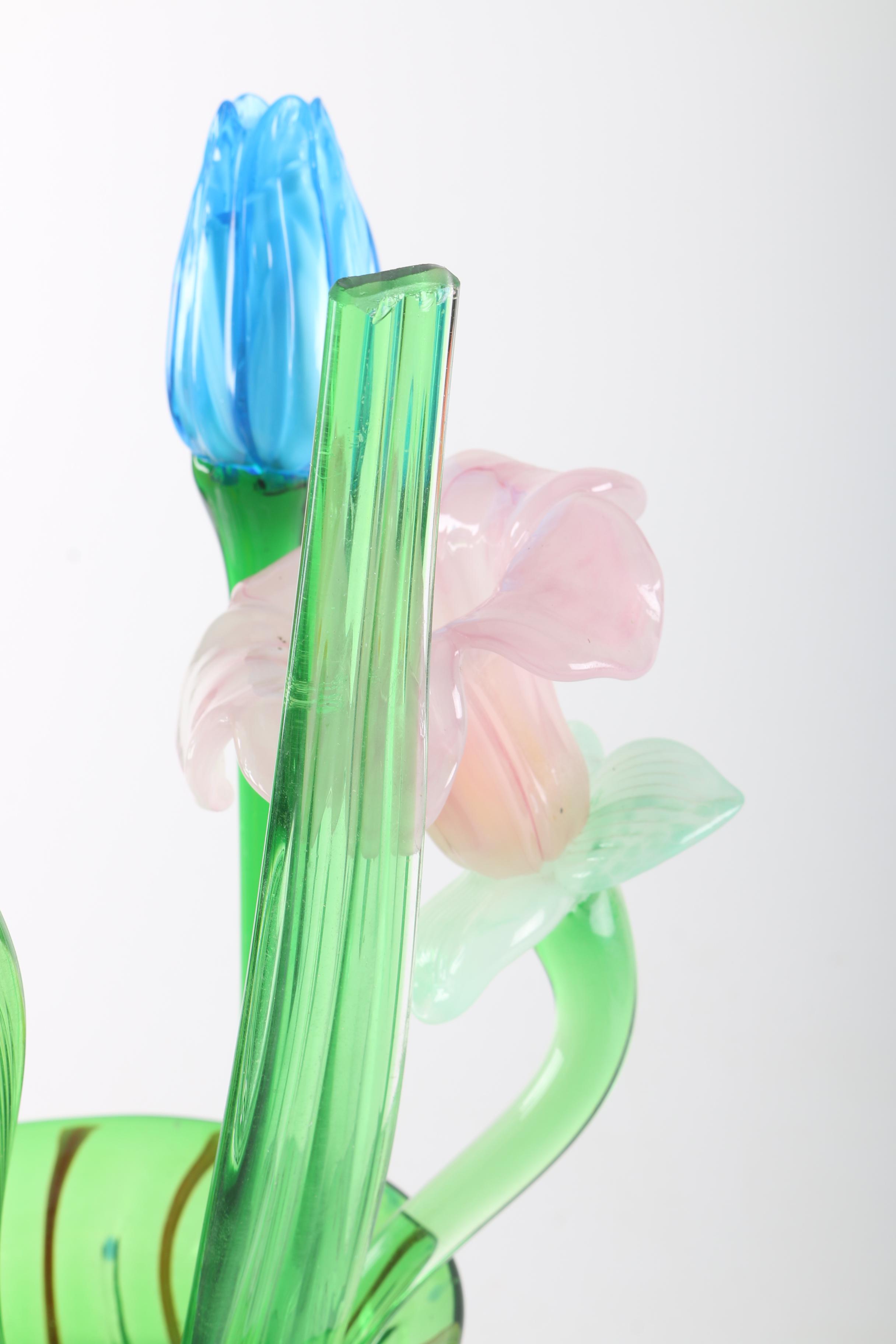 Glass Flower Bouquet in Glass Vase