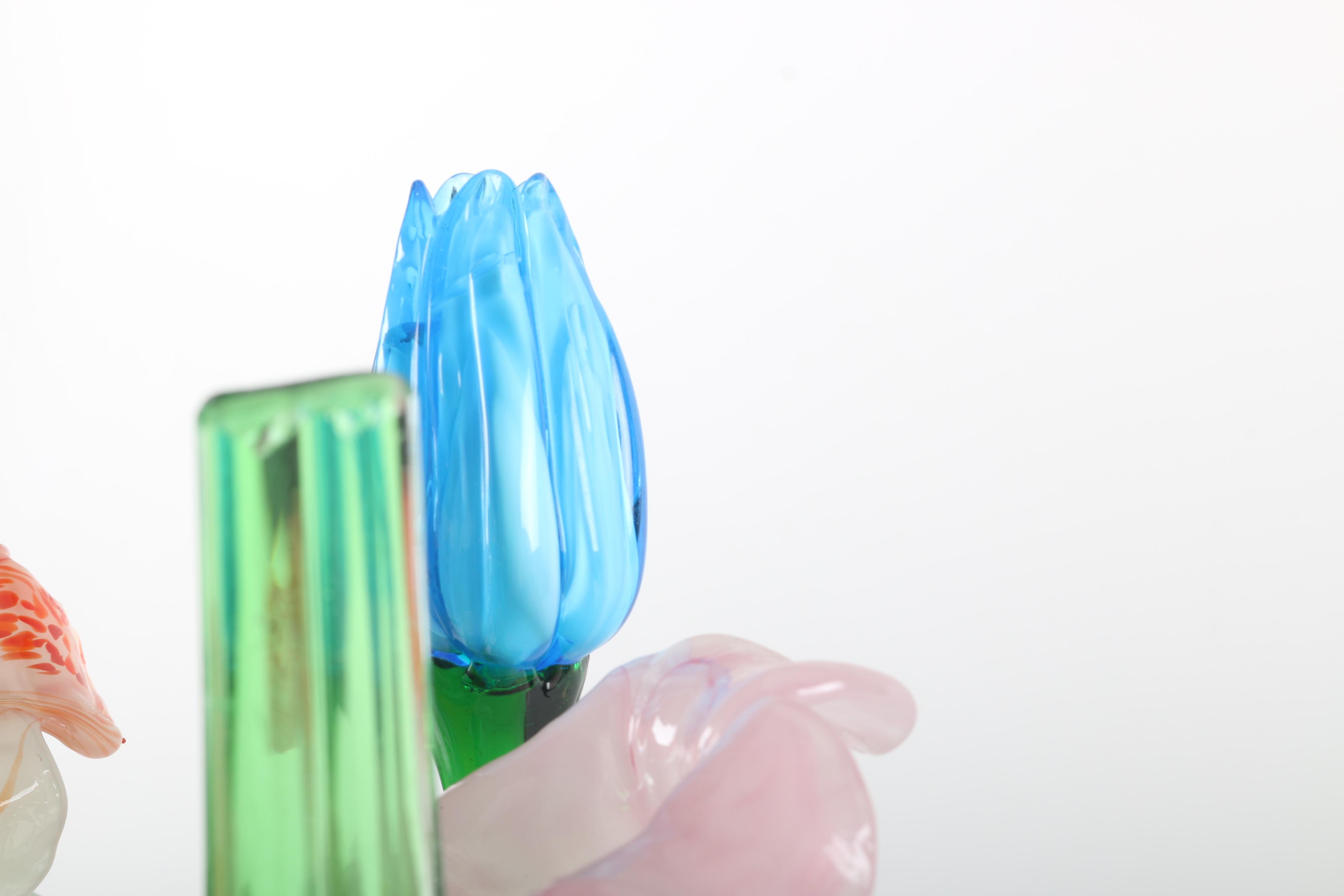 Glass Flower Bouquet in Glass Vase