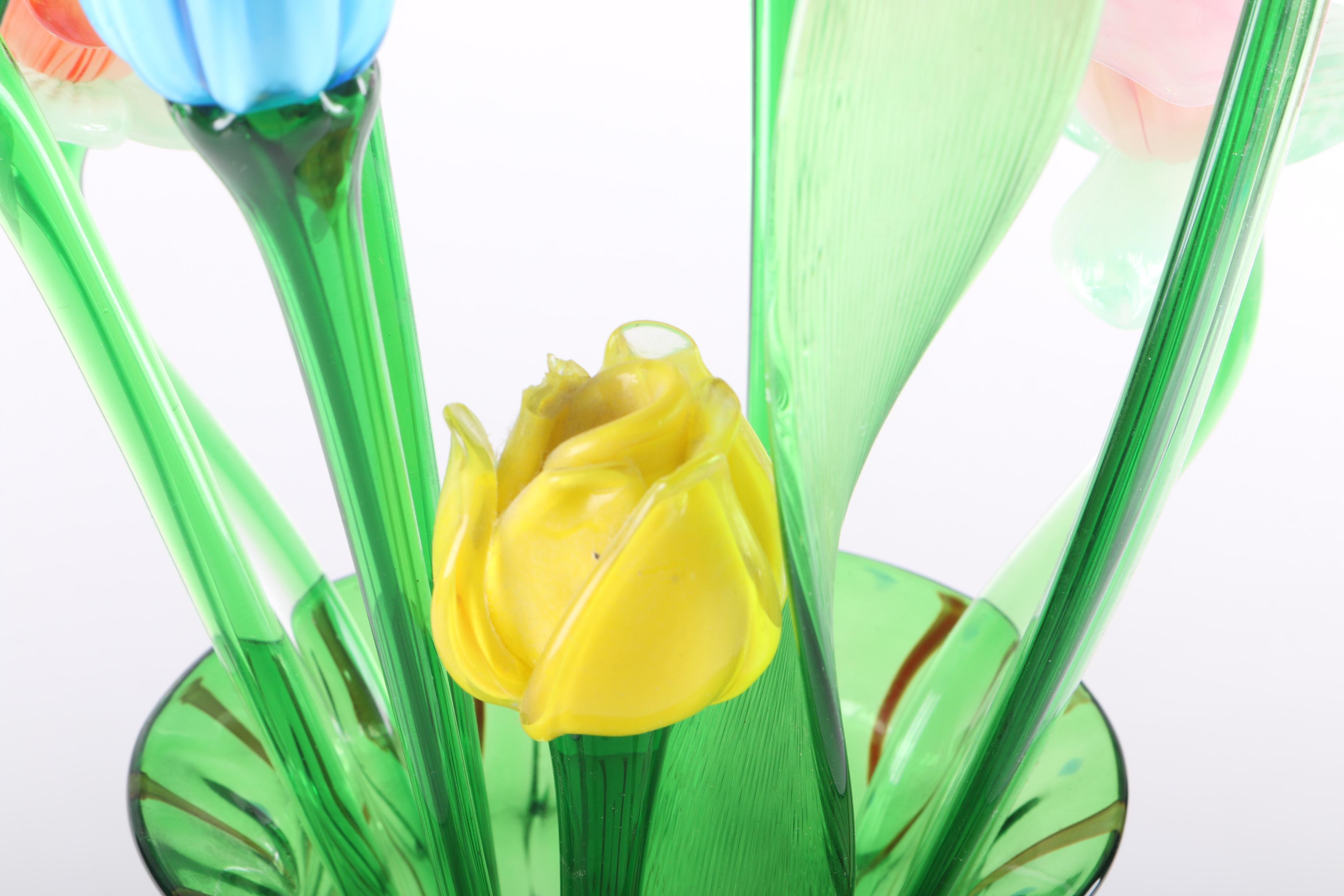 Glass Flower Bouquet in Glass Vase