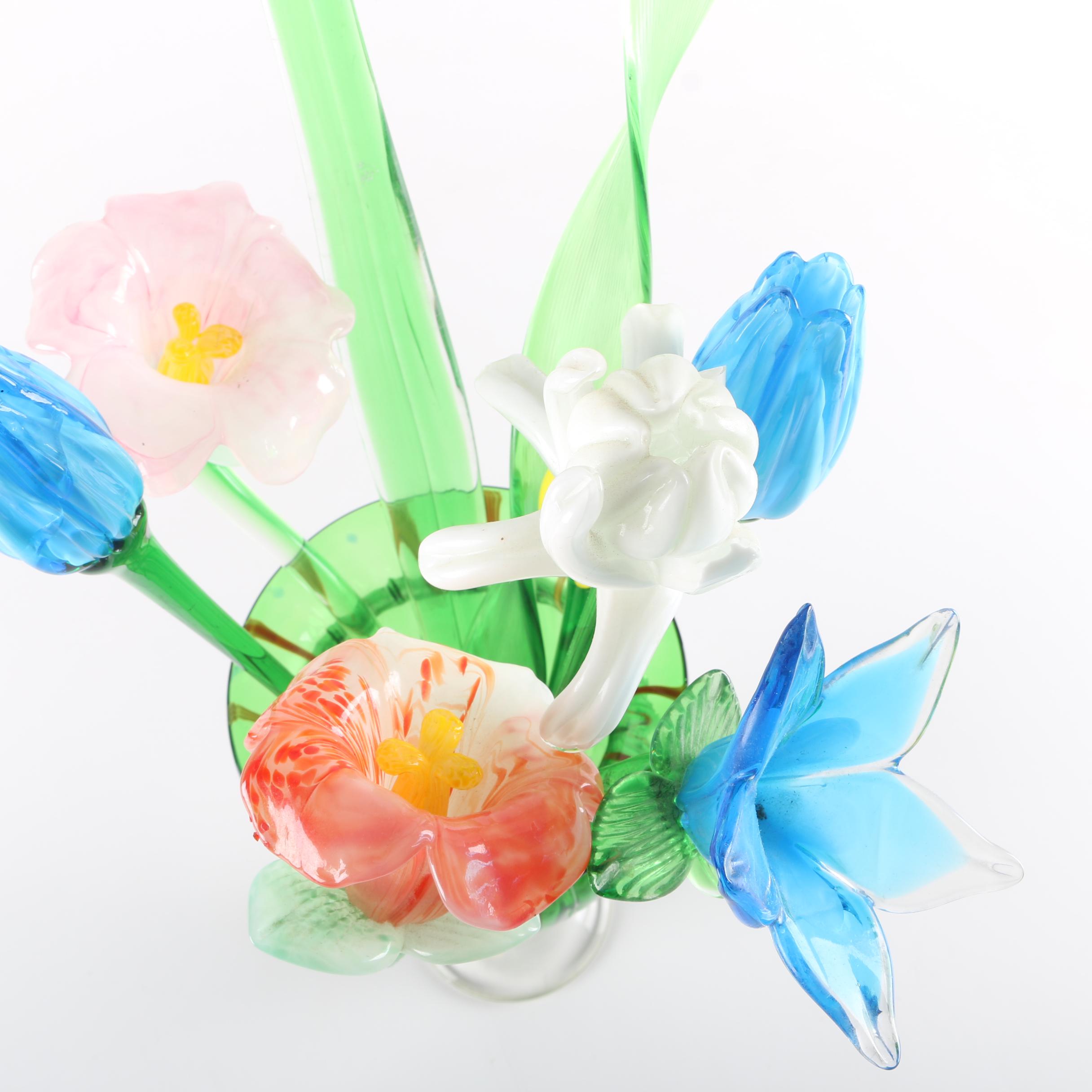 Glass Flower Bouquet in Glass Vase