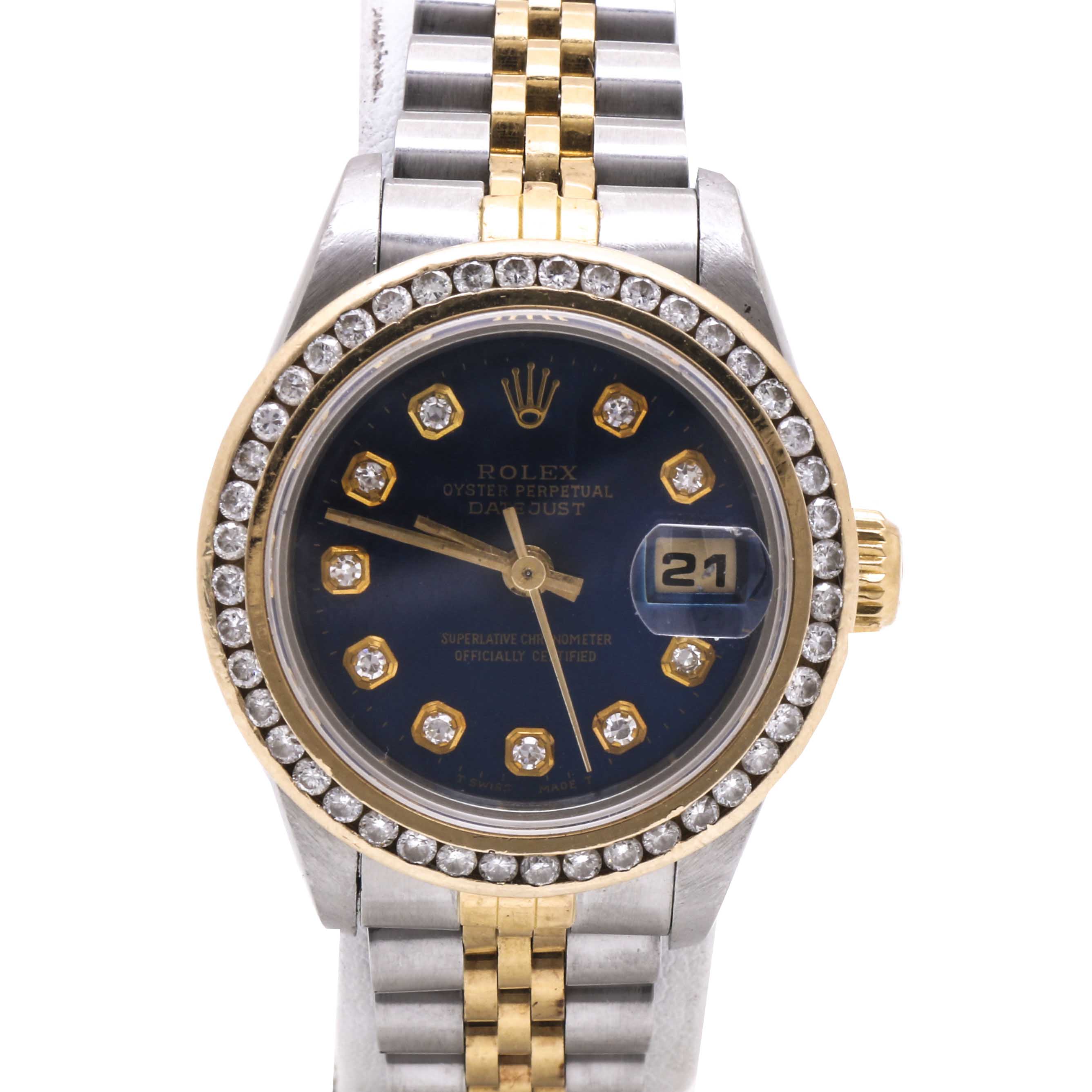 Rolex Oyster Perpetual 18K Yellow Gold and Stainless Steel 0.98 CTW Diamond Watch