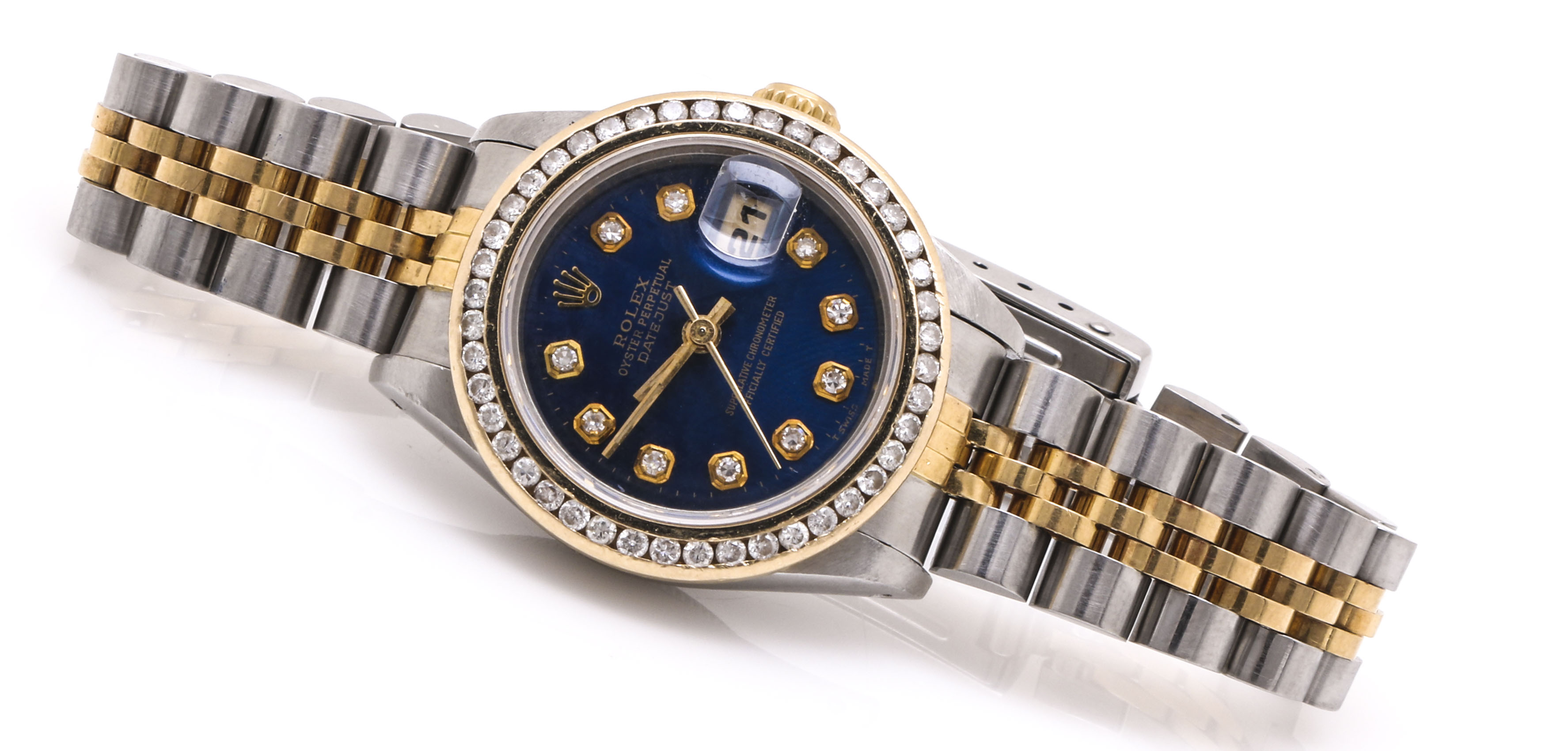 Rolex Oyster Perpetual 18K Yellow Gold and Stainless Steel 0.98 CTW Diamond Watch