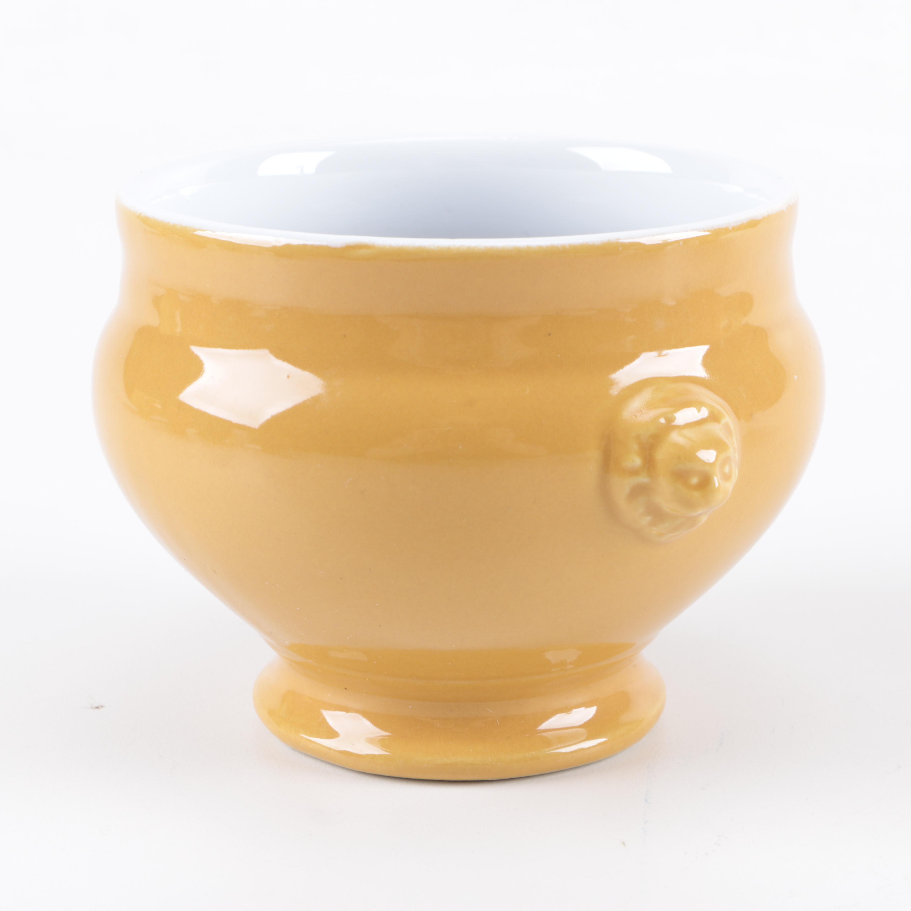 Emile Henry "Le Potier" Lion's Head Soup Tureen and Bowl Set