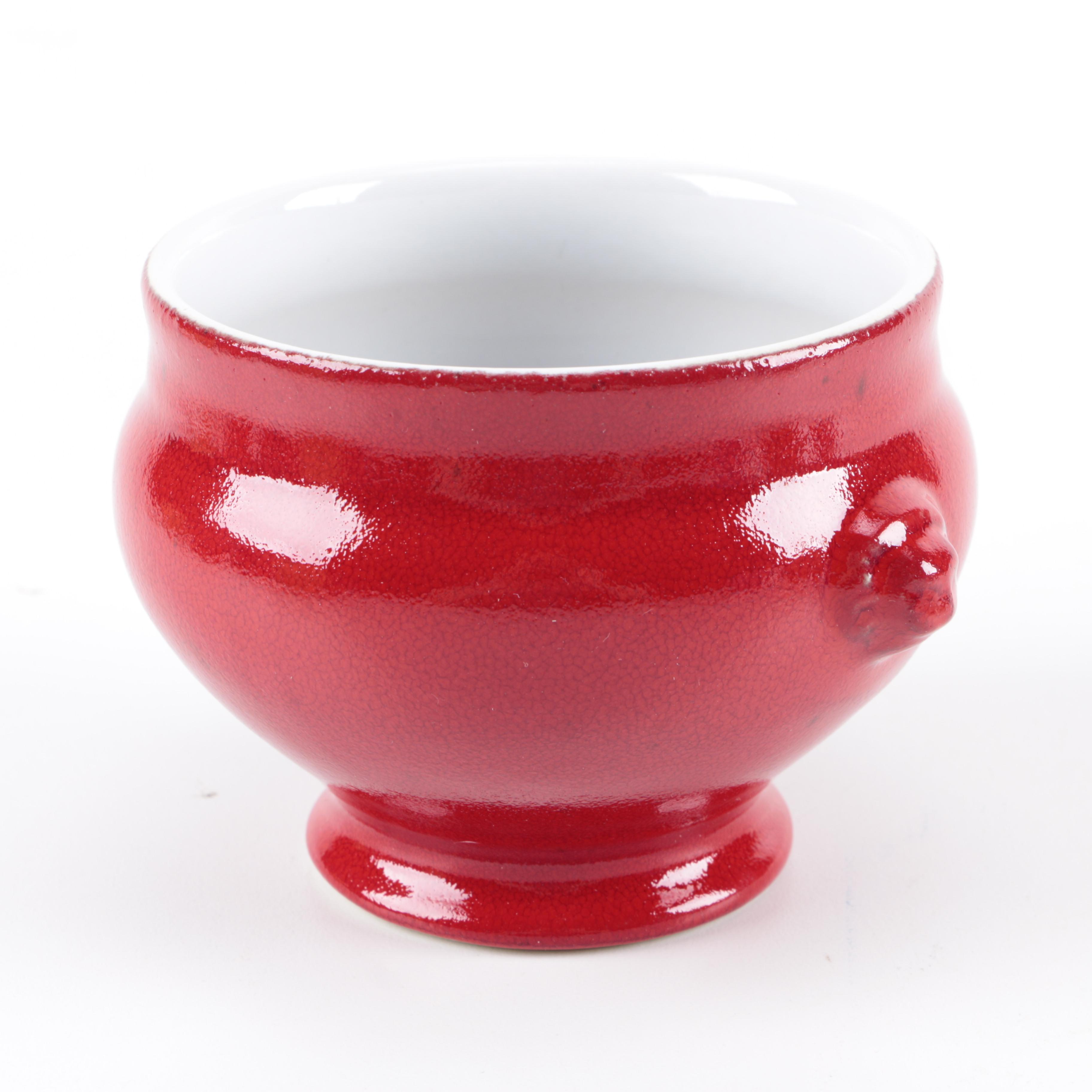 Emile Henry "Le Potier" Lion's Head Soup Tureen and Bowl Set