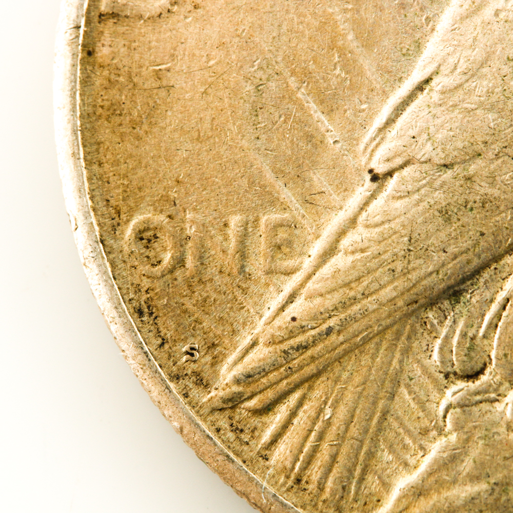 Five Peace Silver Dollars