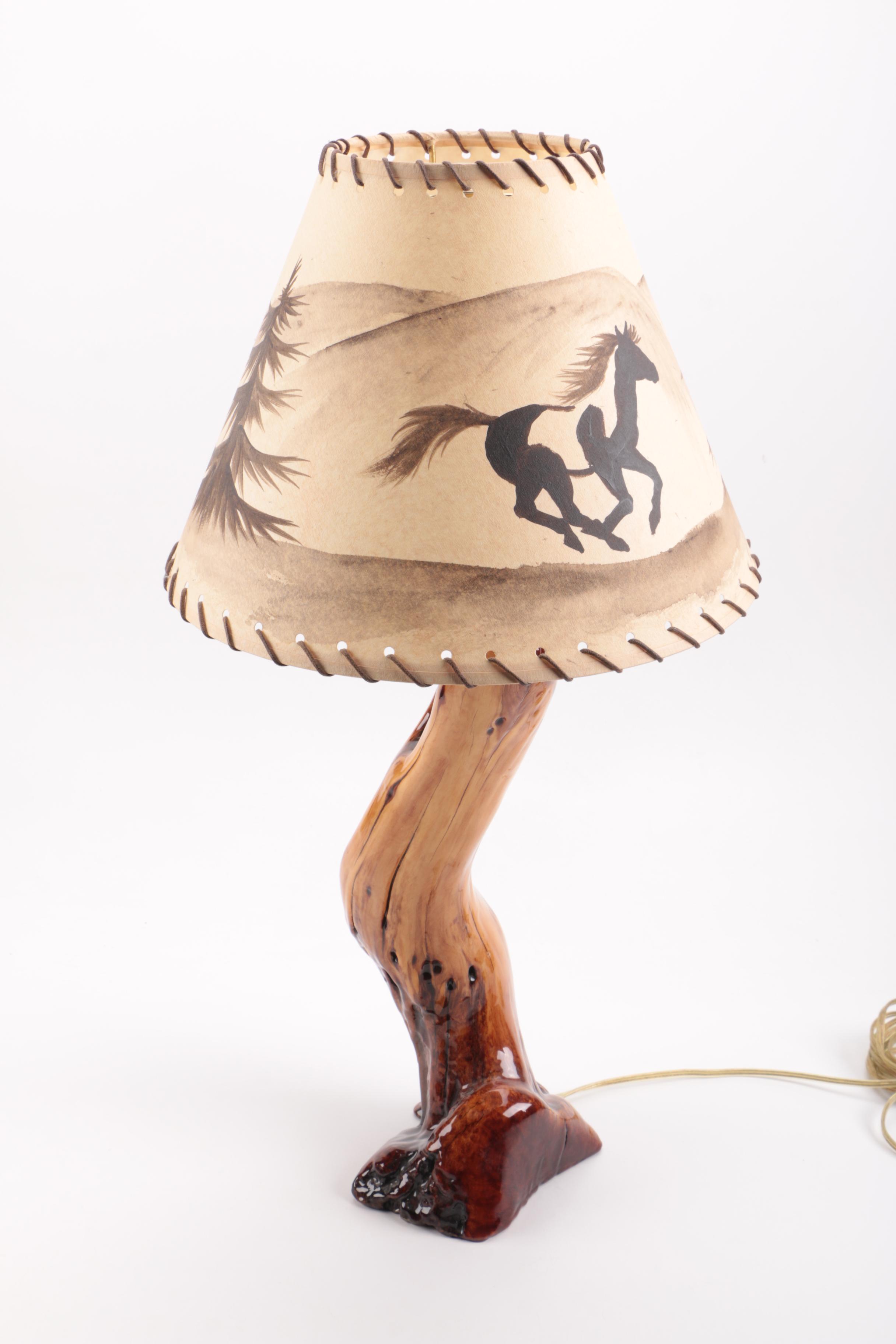 Resin Finished Wood Table Lamp