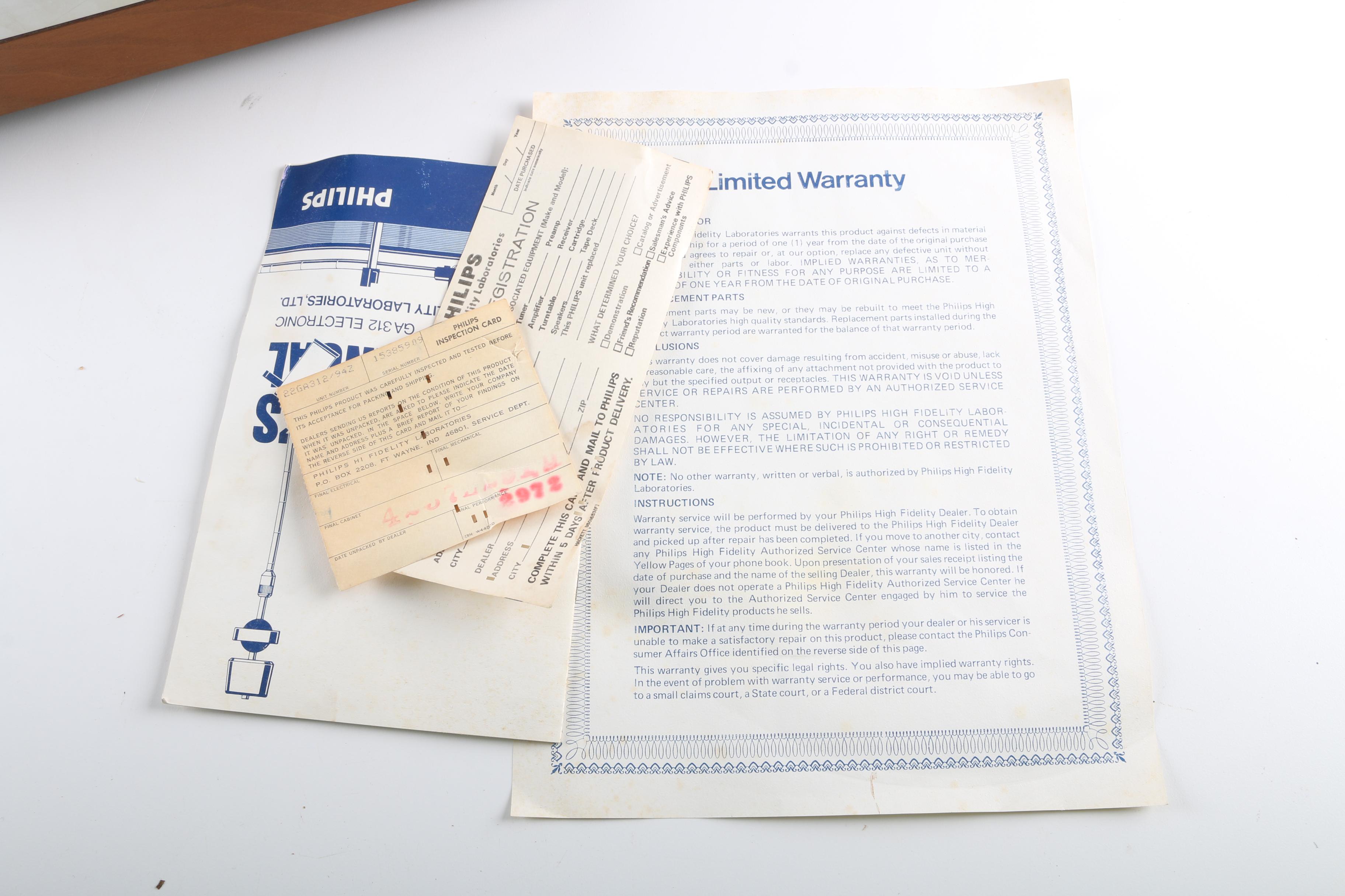 Philips "Electronic 312" Two-Speed Turntable