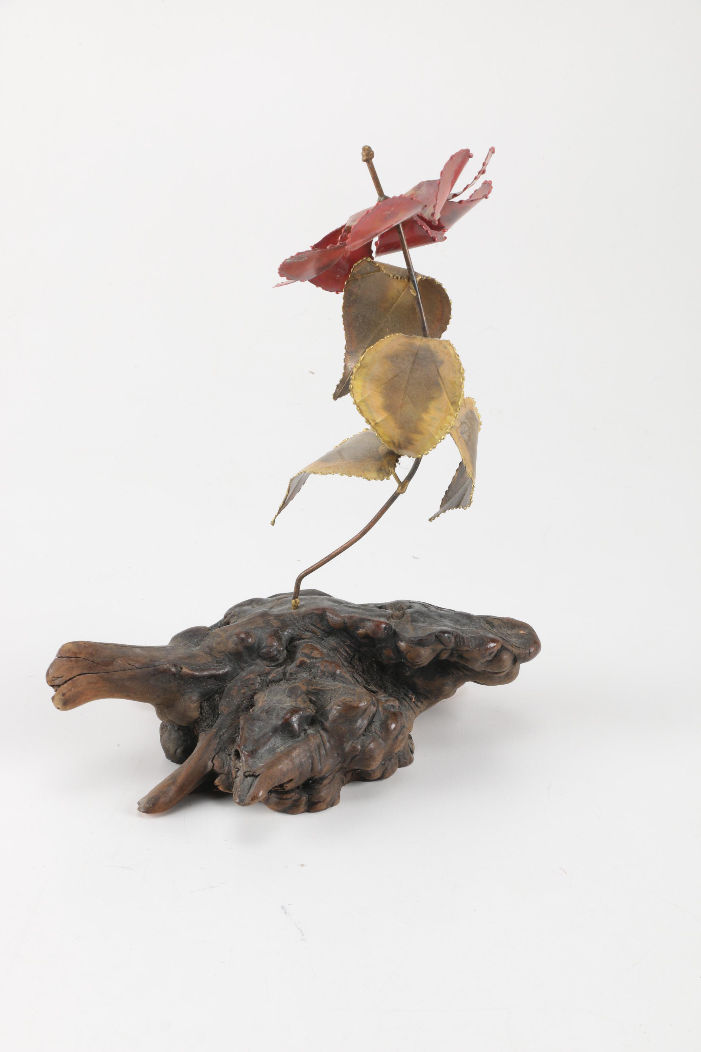 Decor Items Including Metal Flowers