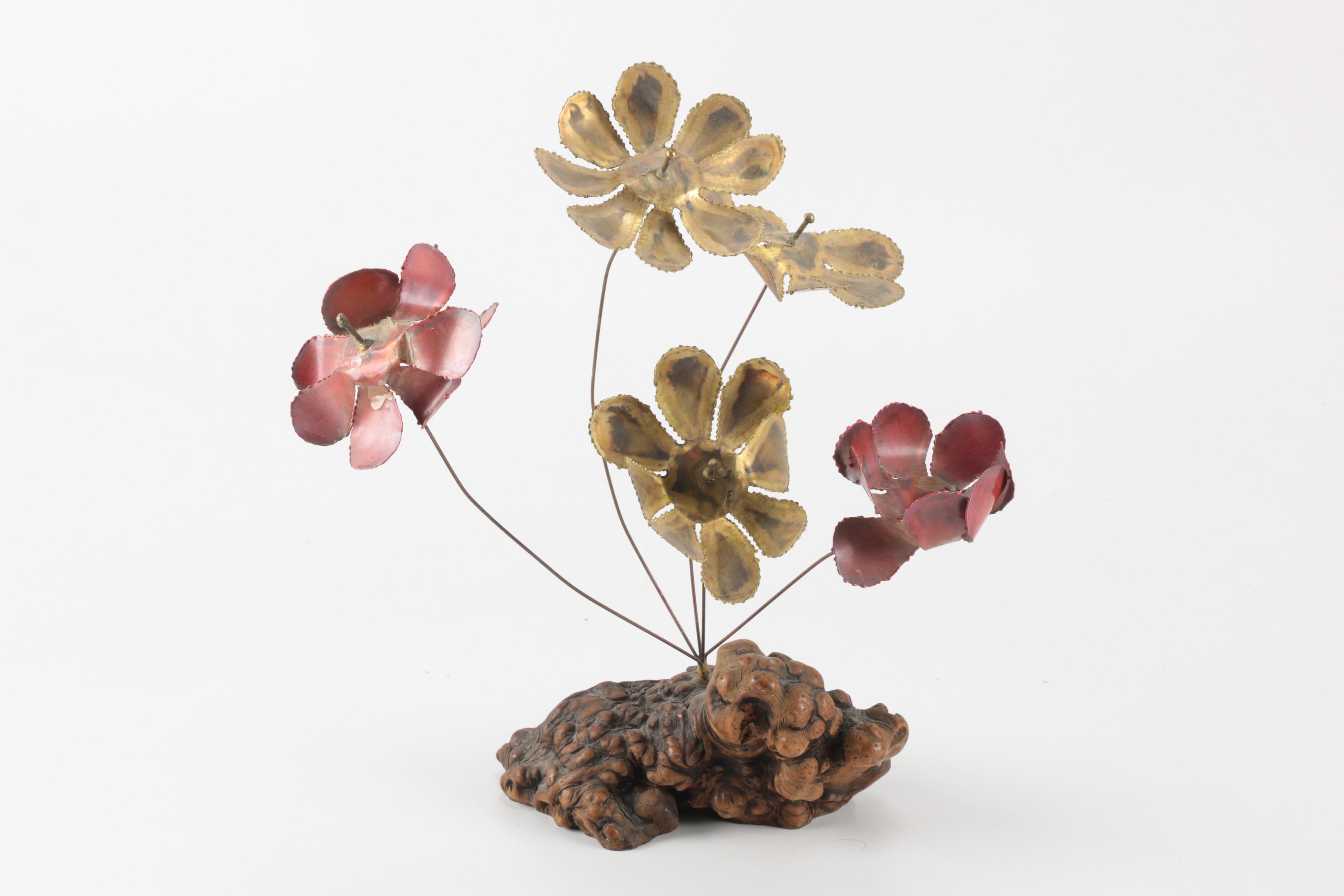 Decor Items Including Metal Flowers