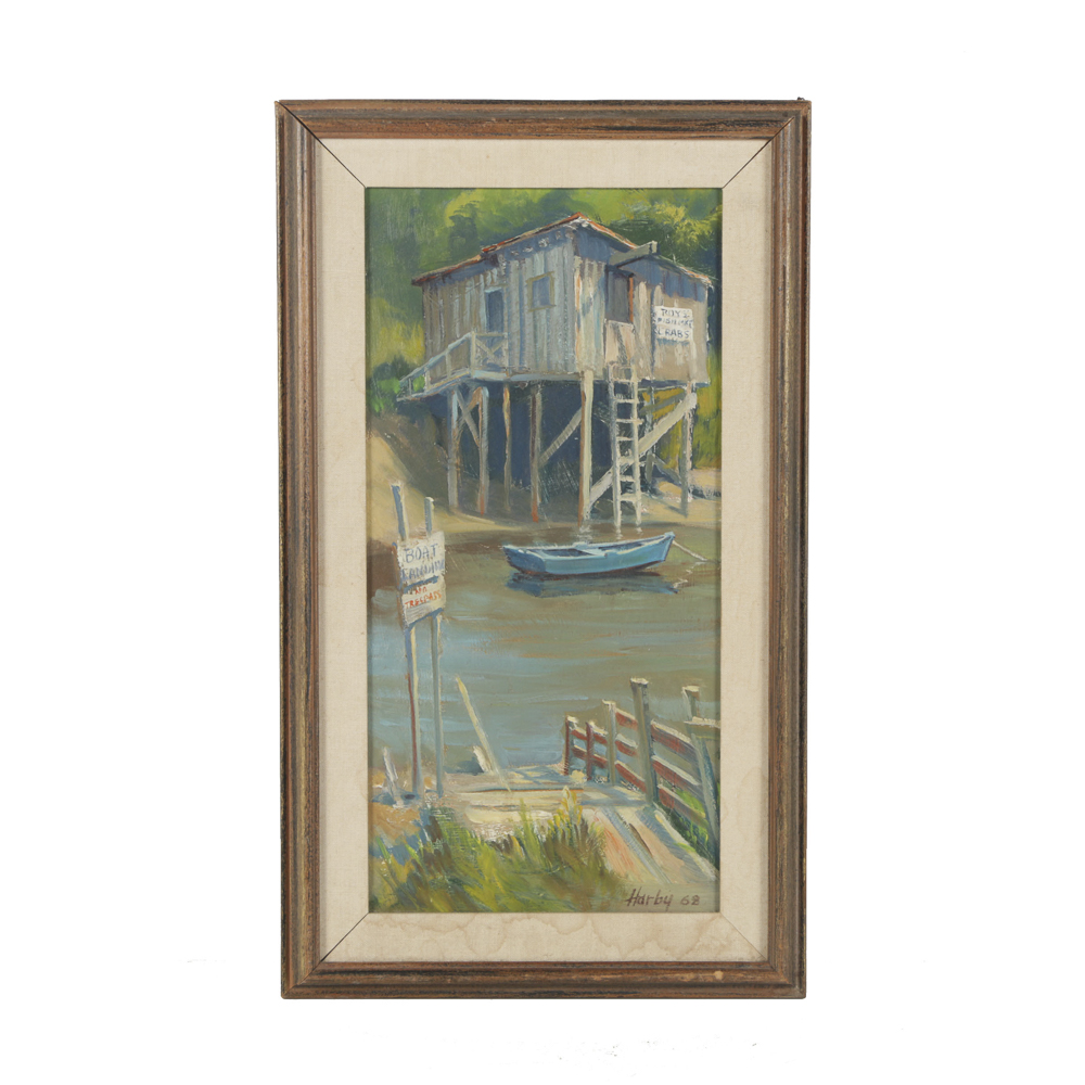 William Harby Oil Painting on Board "Roy's Fish Shack"