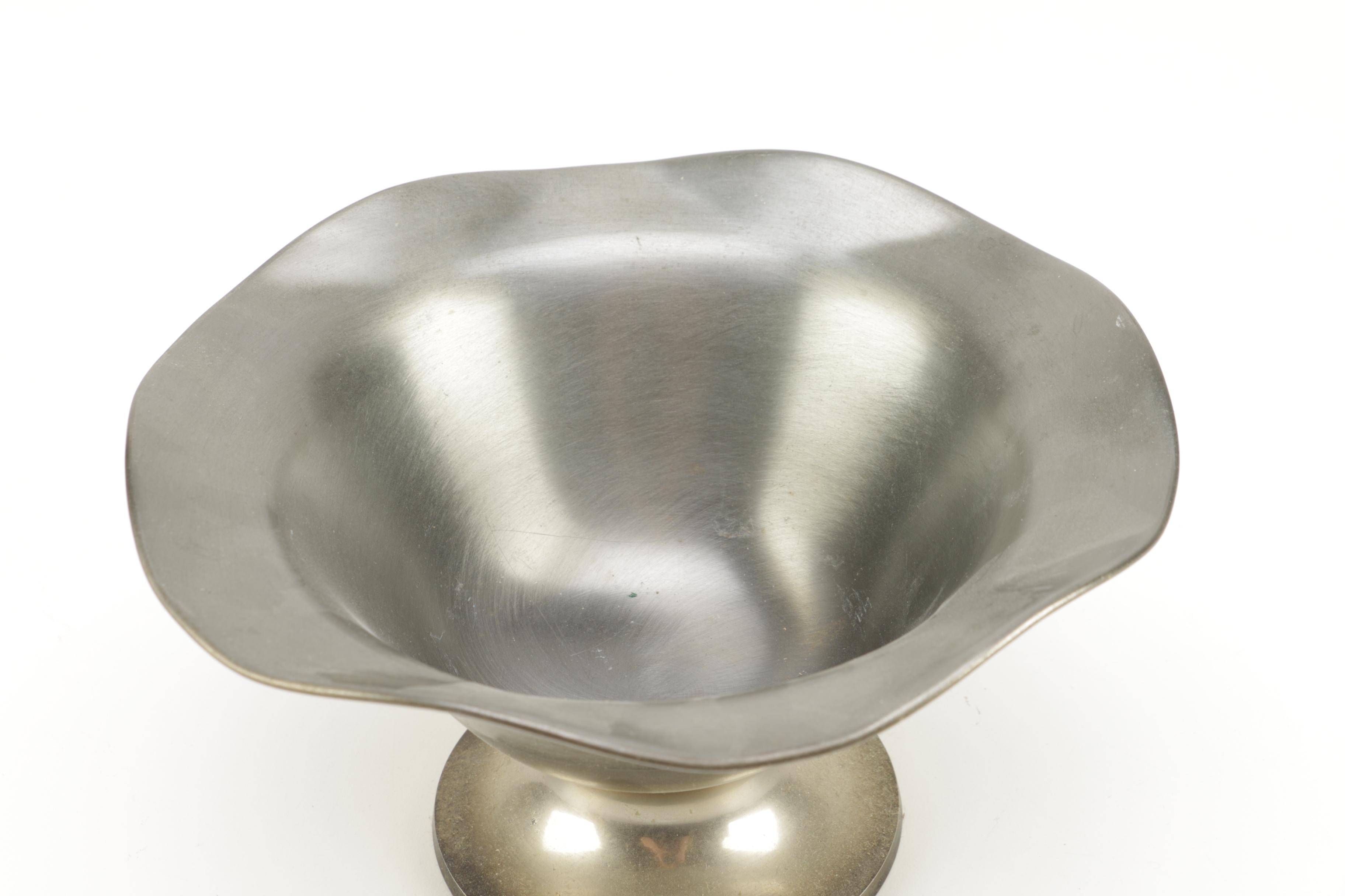 Copper and Pewter Pedestal Bowls