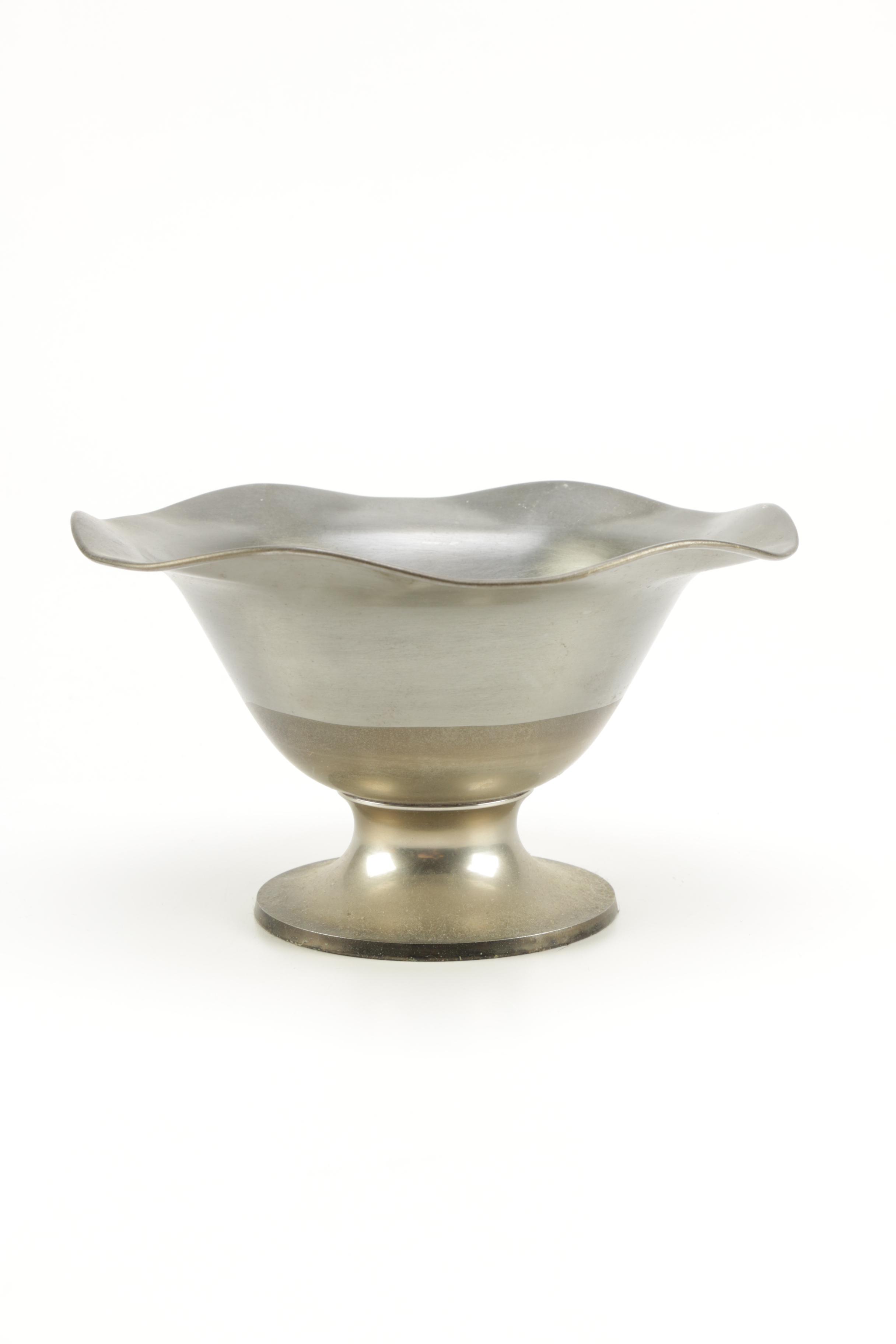 Copper and Pewter Pedestal Bowls