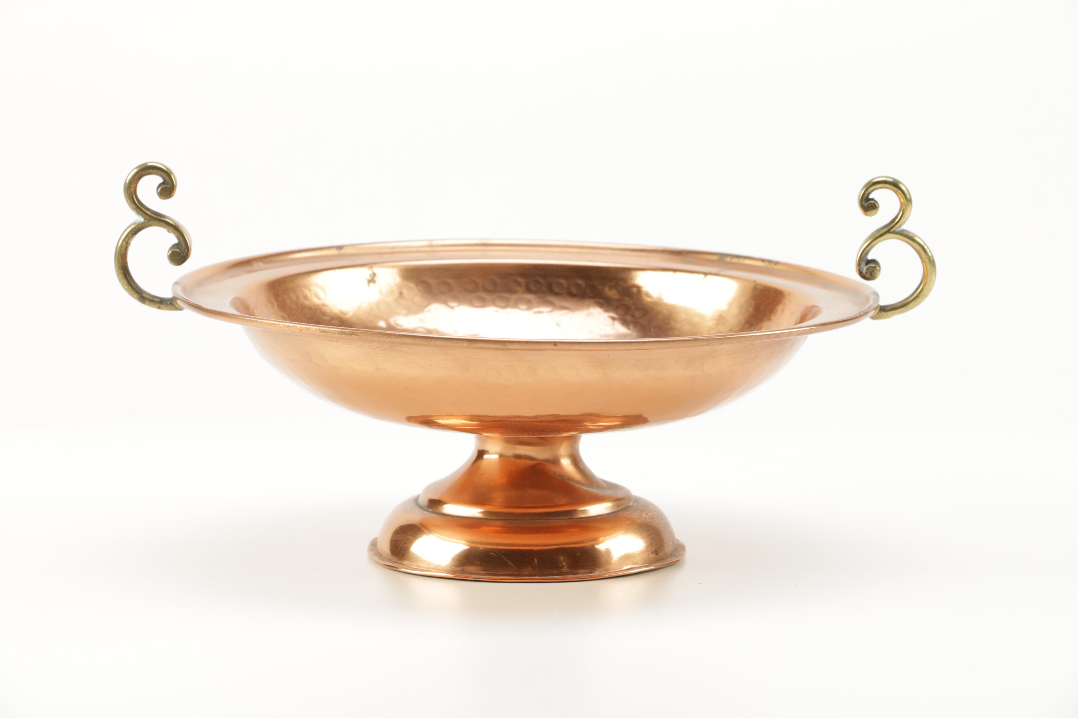 Copper and Pewter Pedestal Bowls
