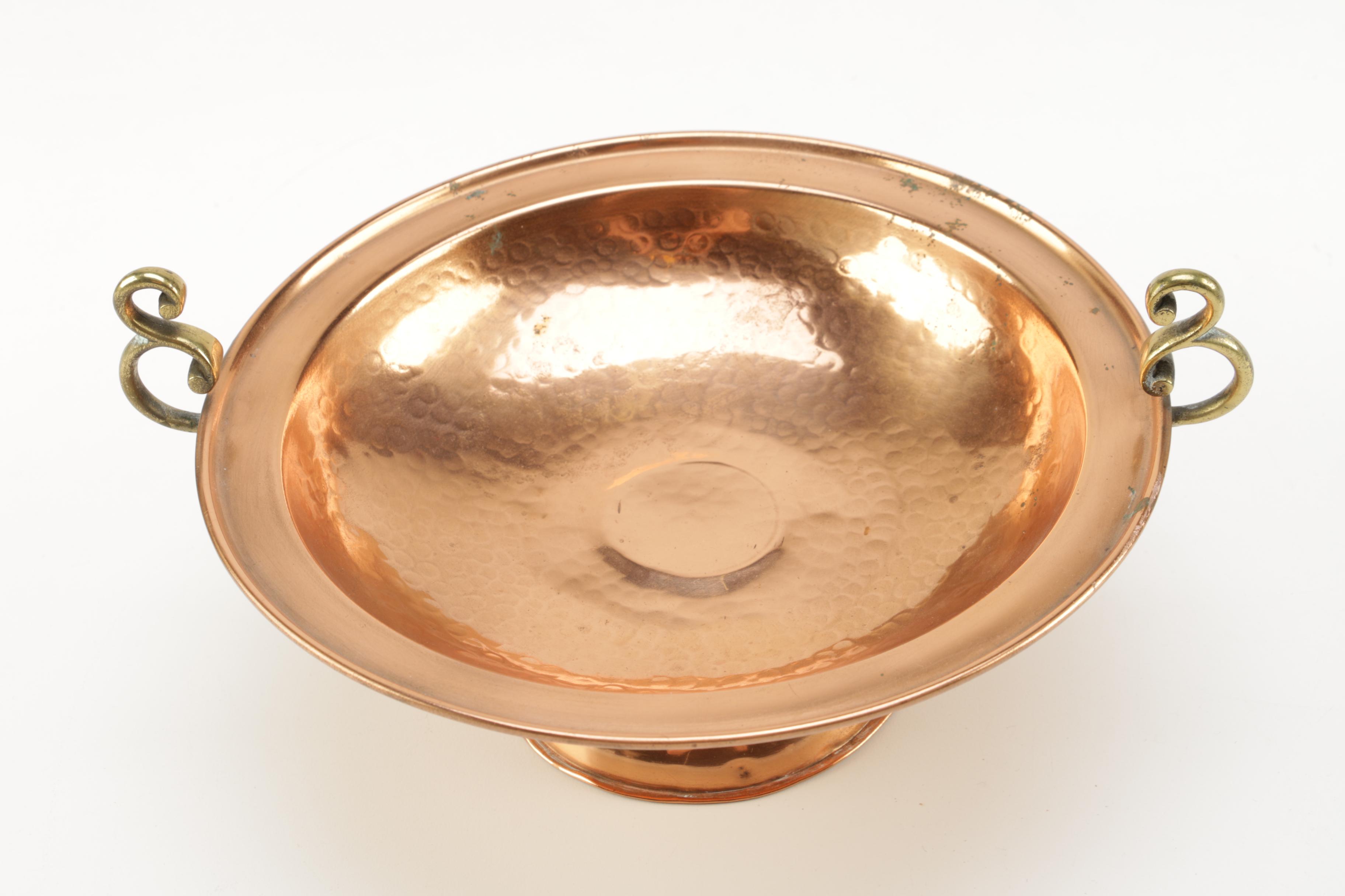 Copper and Pewter Pedestal Bowls
