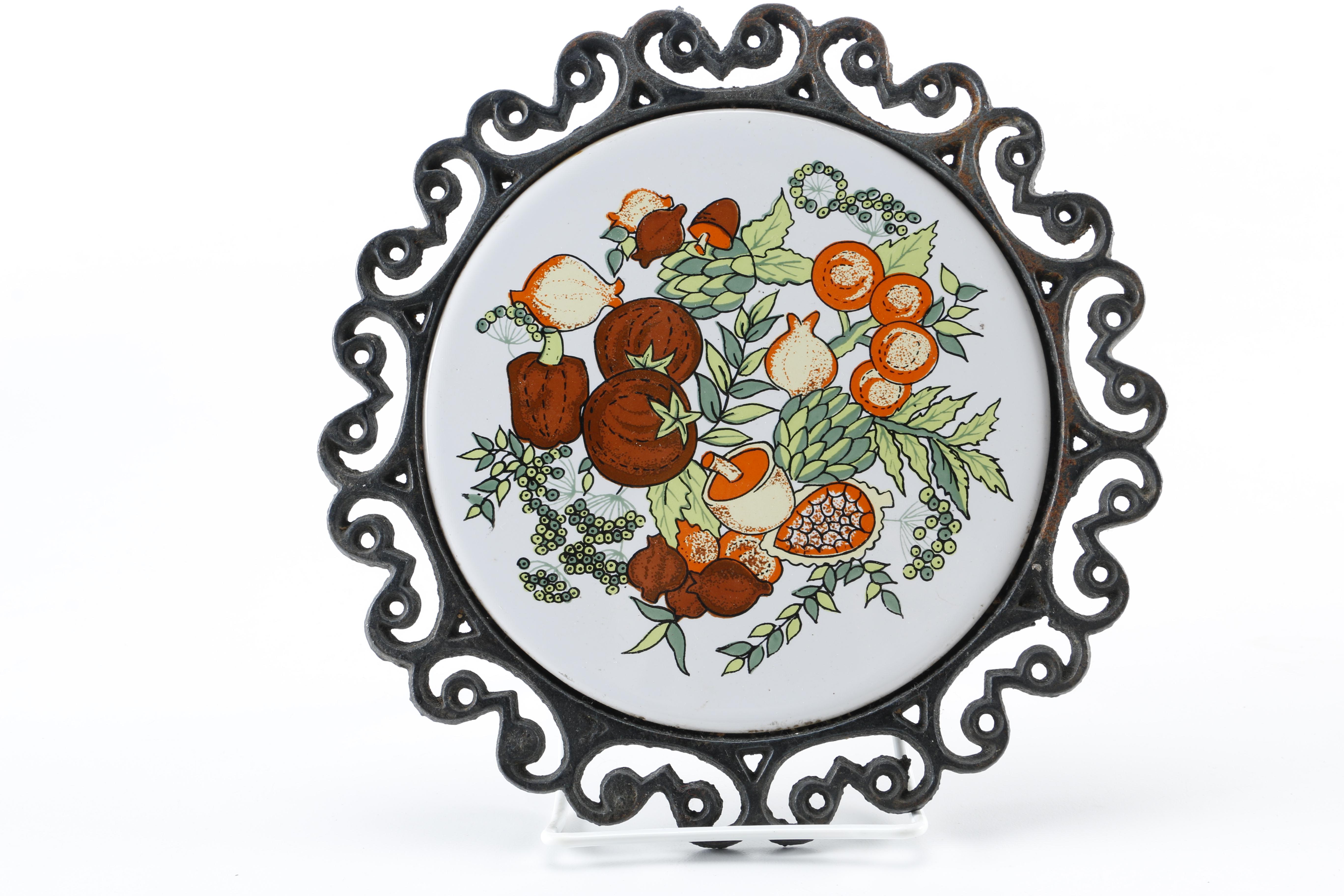 Decorative Cast Iron and Ceramic Trivets