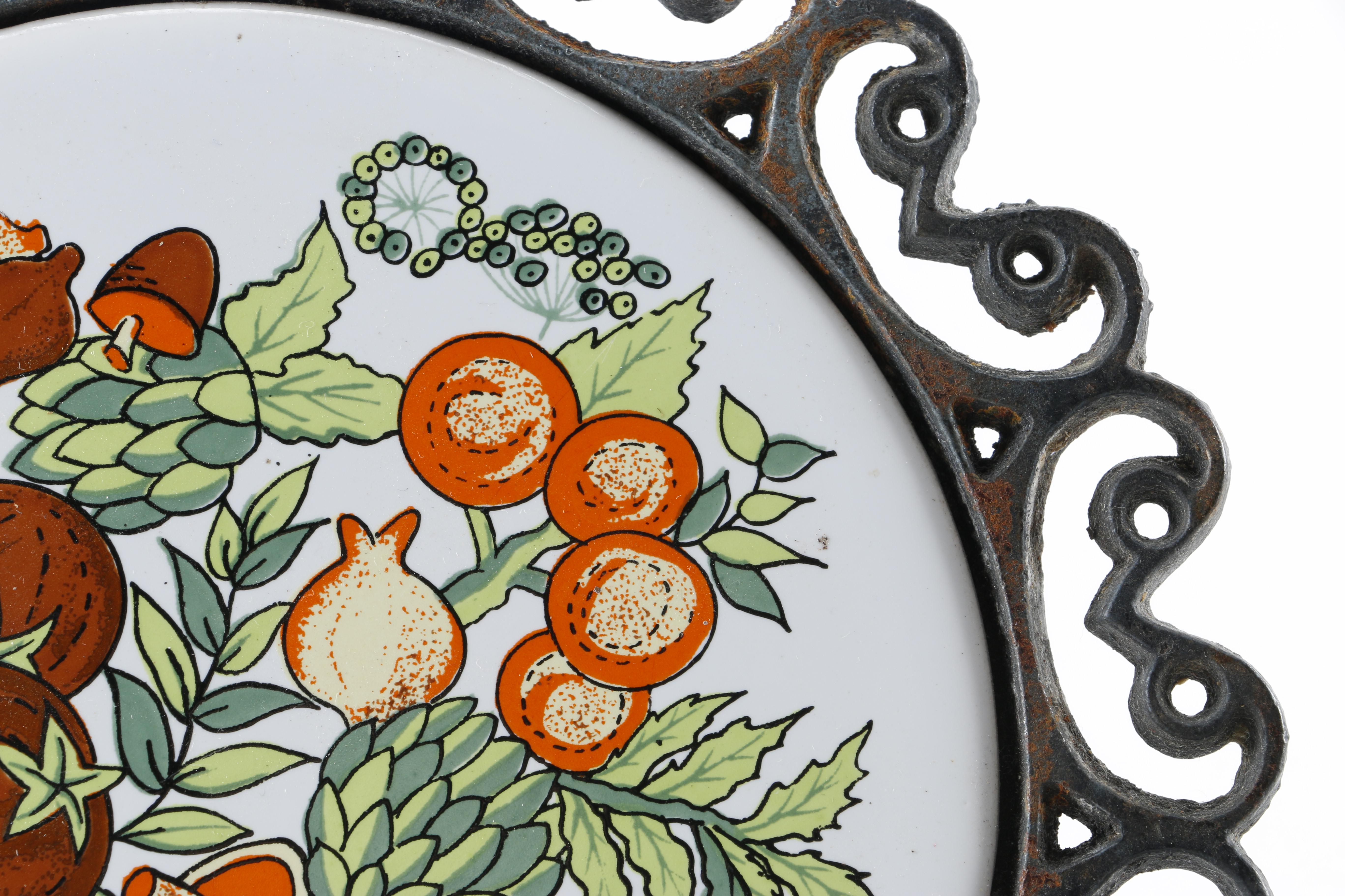 Decorative Cast Iron and Ceramic Trivets