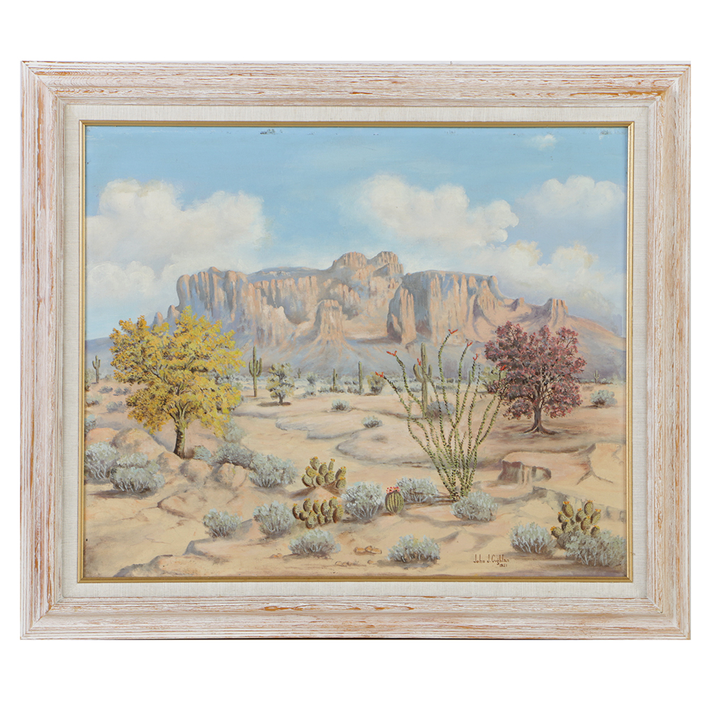 John J. Coghlan Oil Painting on Canvas Desert Landscape