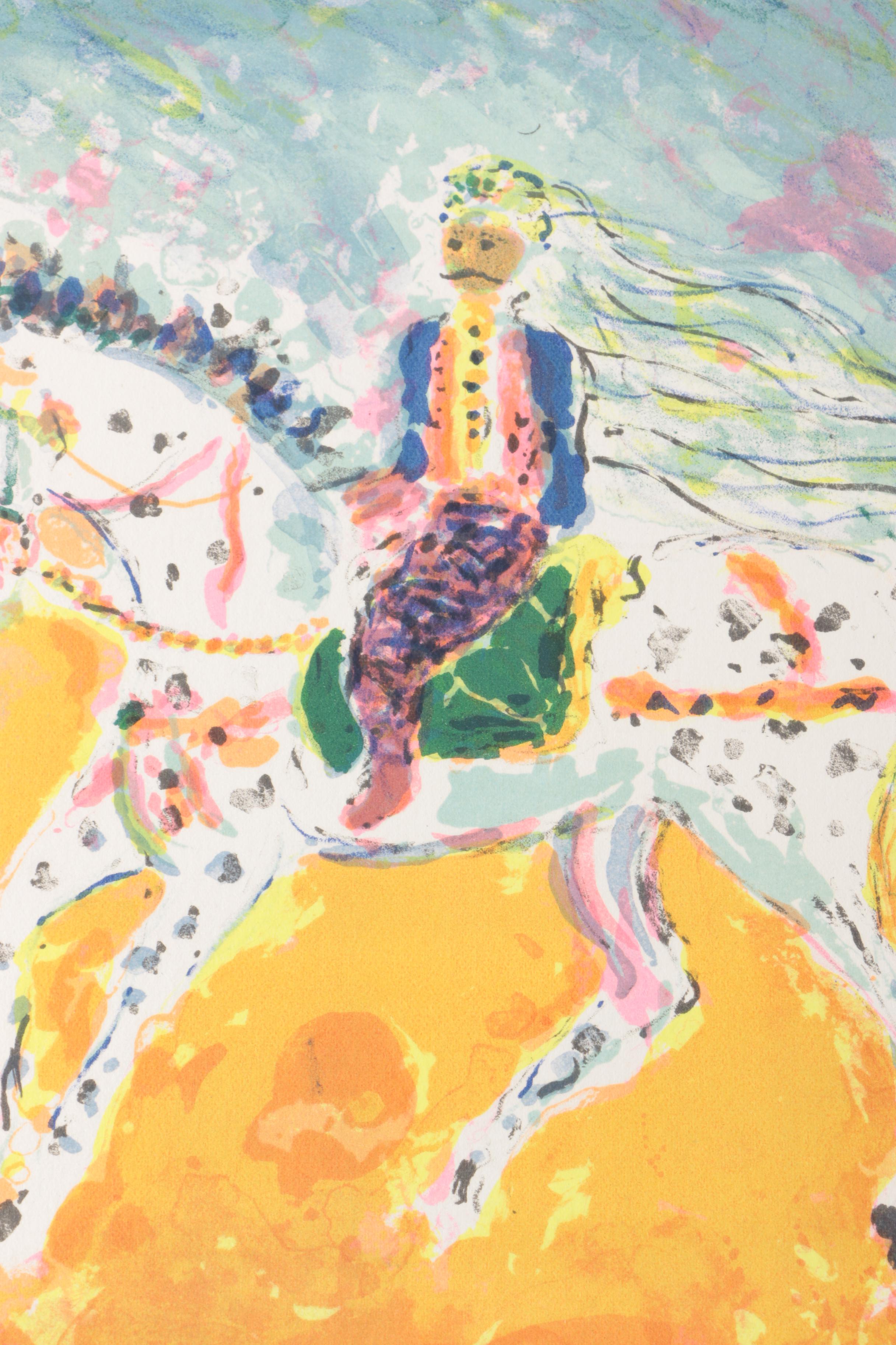 Kostia Terechkovitch Lithograph on Heavyweight Rag Paper "Cavalier Tunisien"