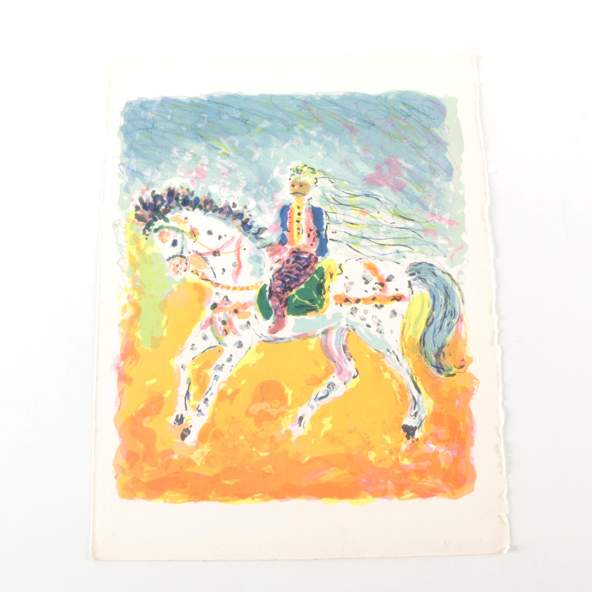 Kostia Terechkovitch Lithograph on Heavyweight Rag Paper "Cavalier Tunisien"