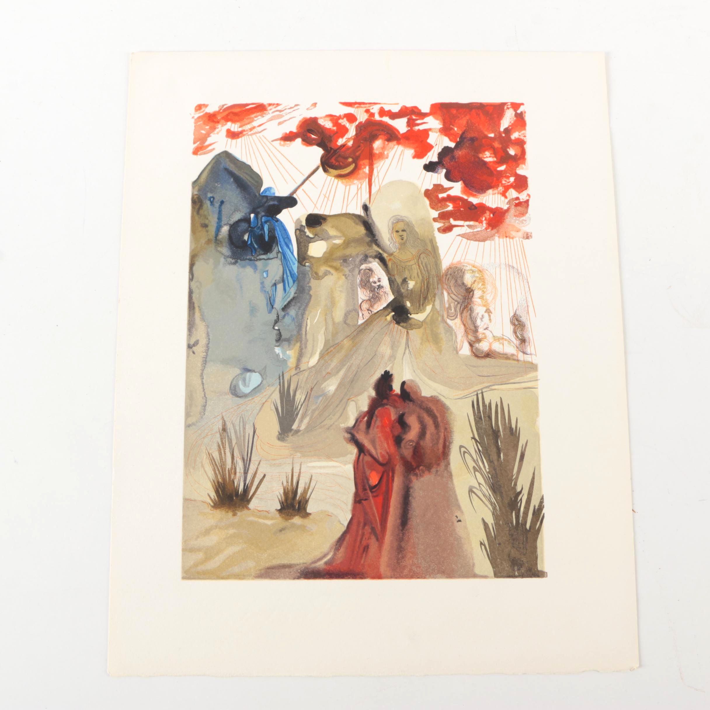Salvador Dali Woodblock Print On Rives Paper " La Divine Forêt"