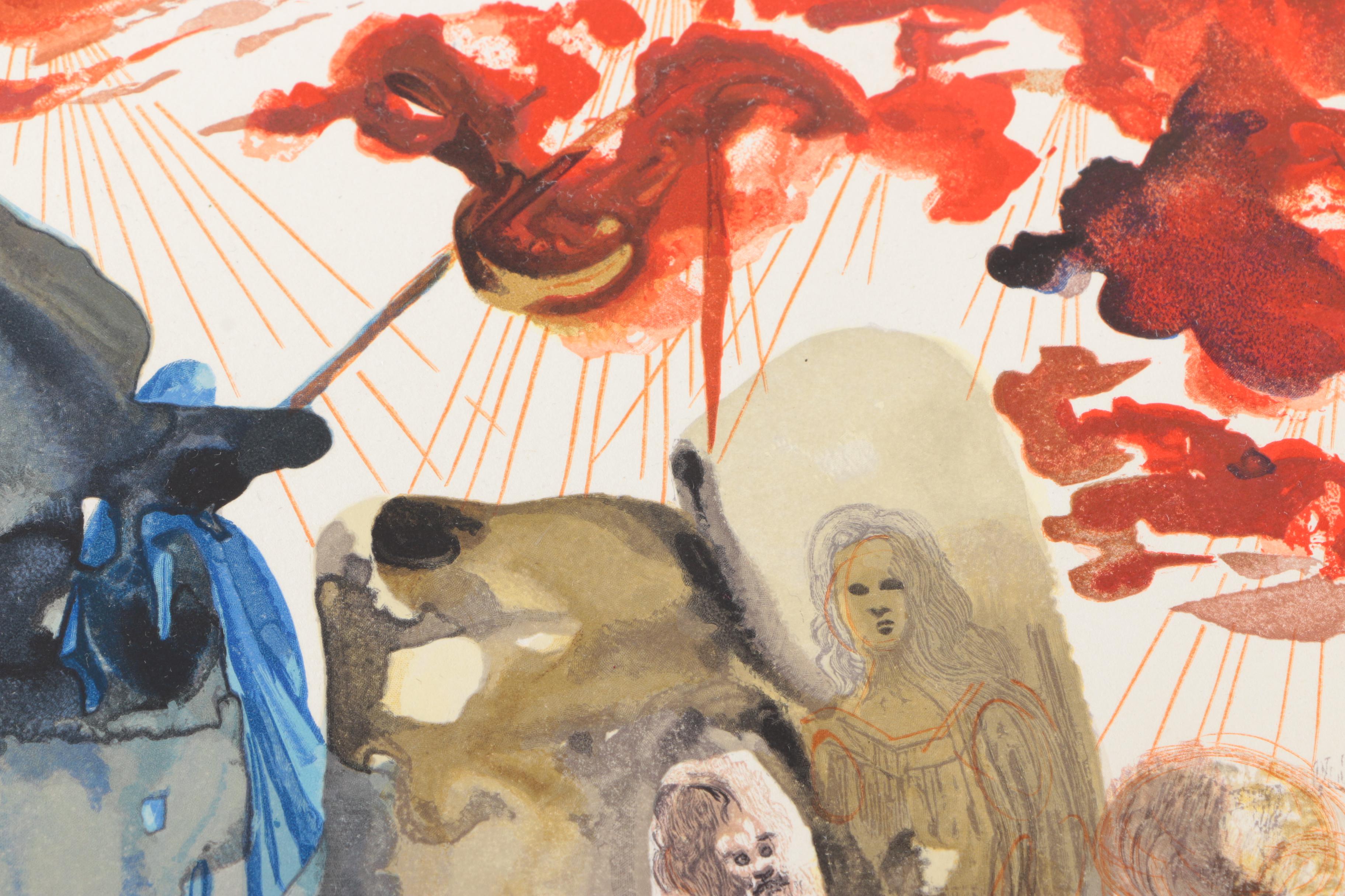 Salvador Dali Woodblock Print On Rives Paper " La Divine Forêt"