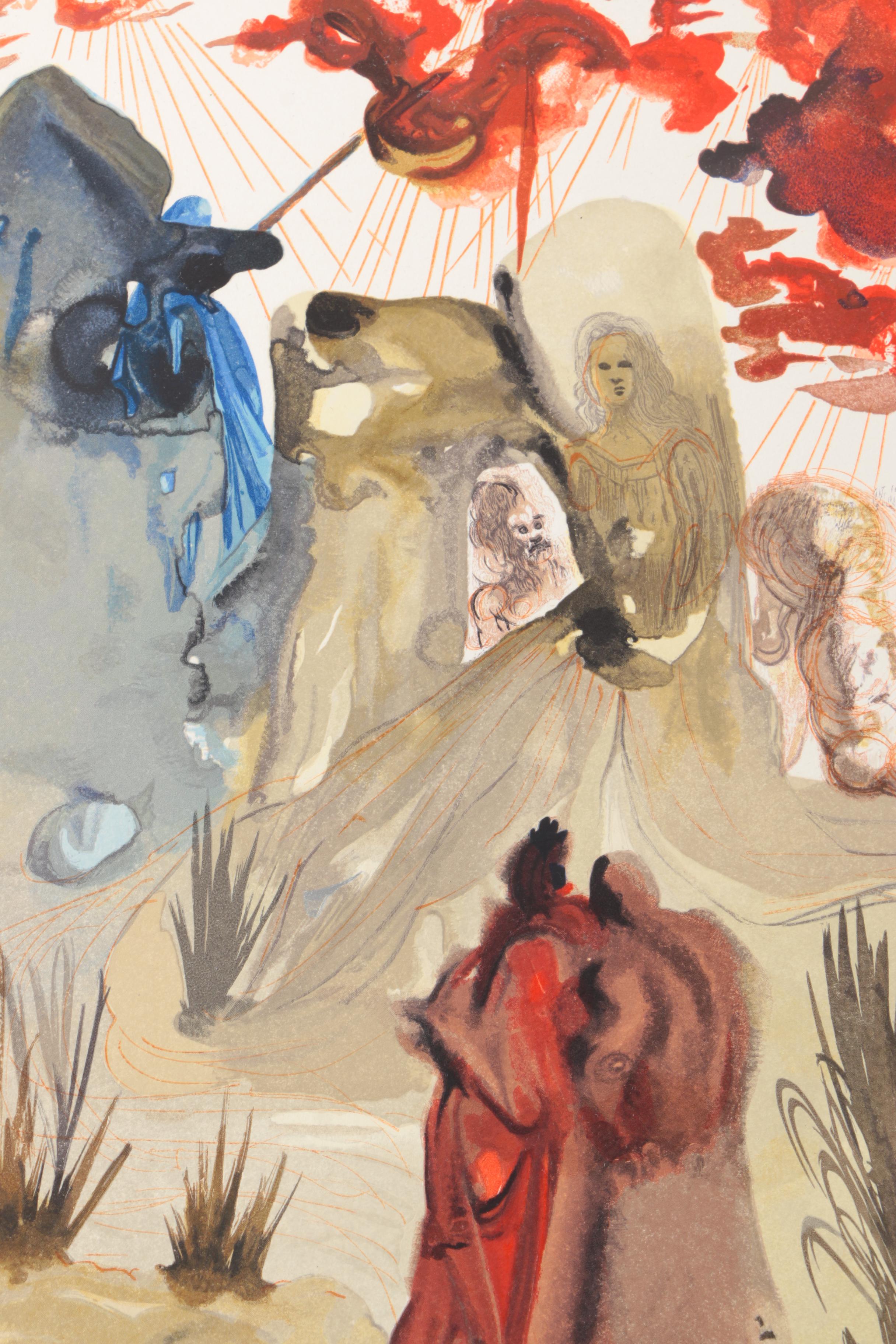 Salvador Dali Woodblock Print On Rives Paper " La Divine Forêt"