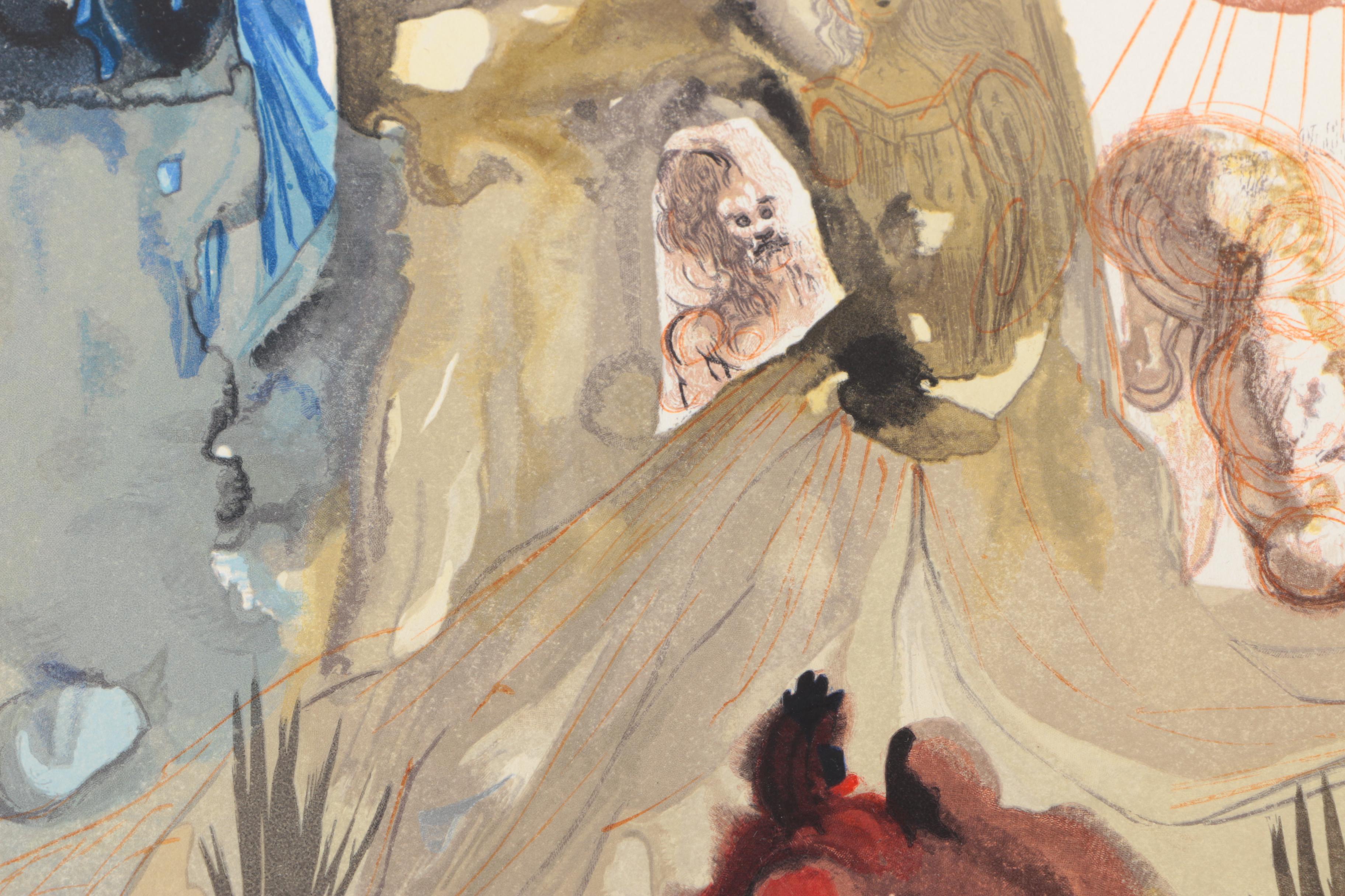 Salvador Dali Woodblock Print On Rives Paper " La Divine Forêt"