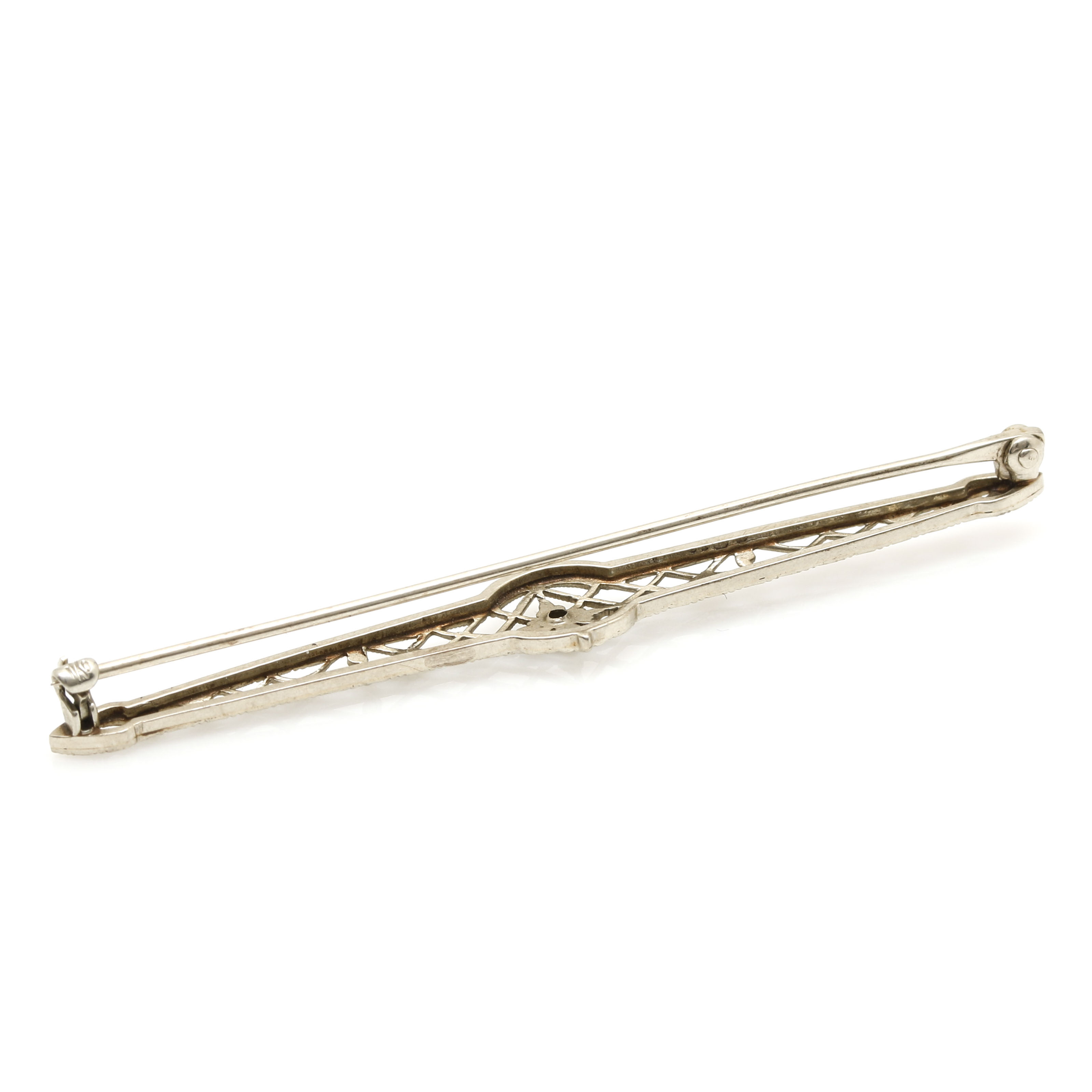 Art Deco 10K White Gold and Diamond Brooch
