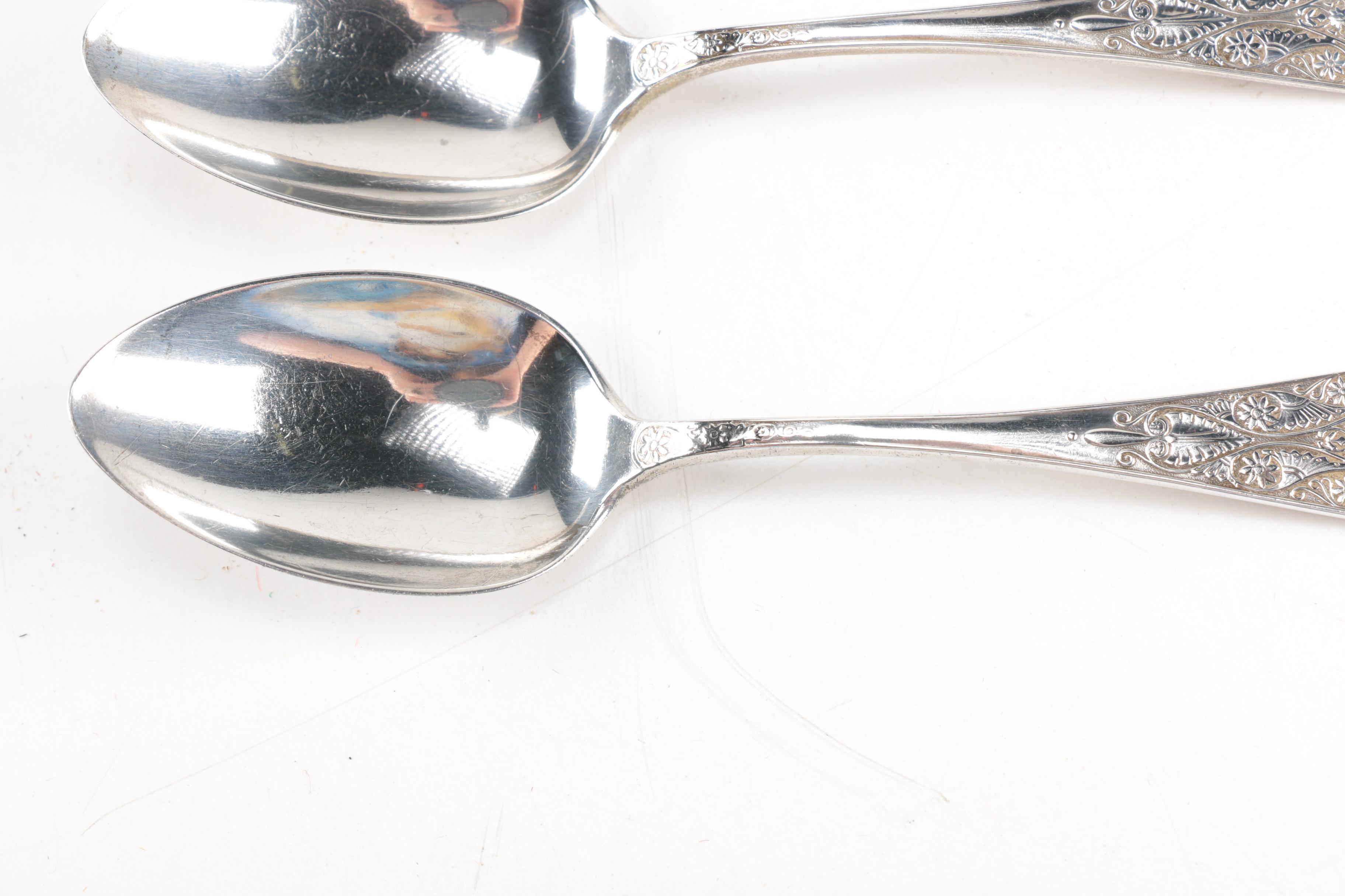 Sterling Silver Spoons with Etched Floral Handles