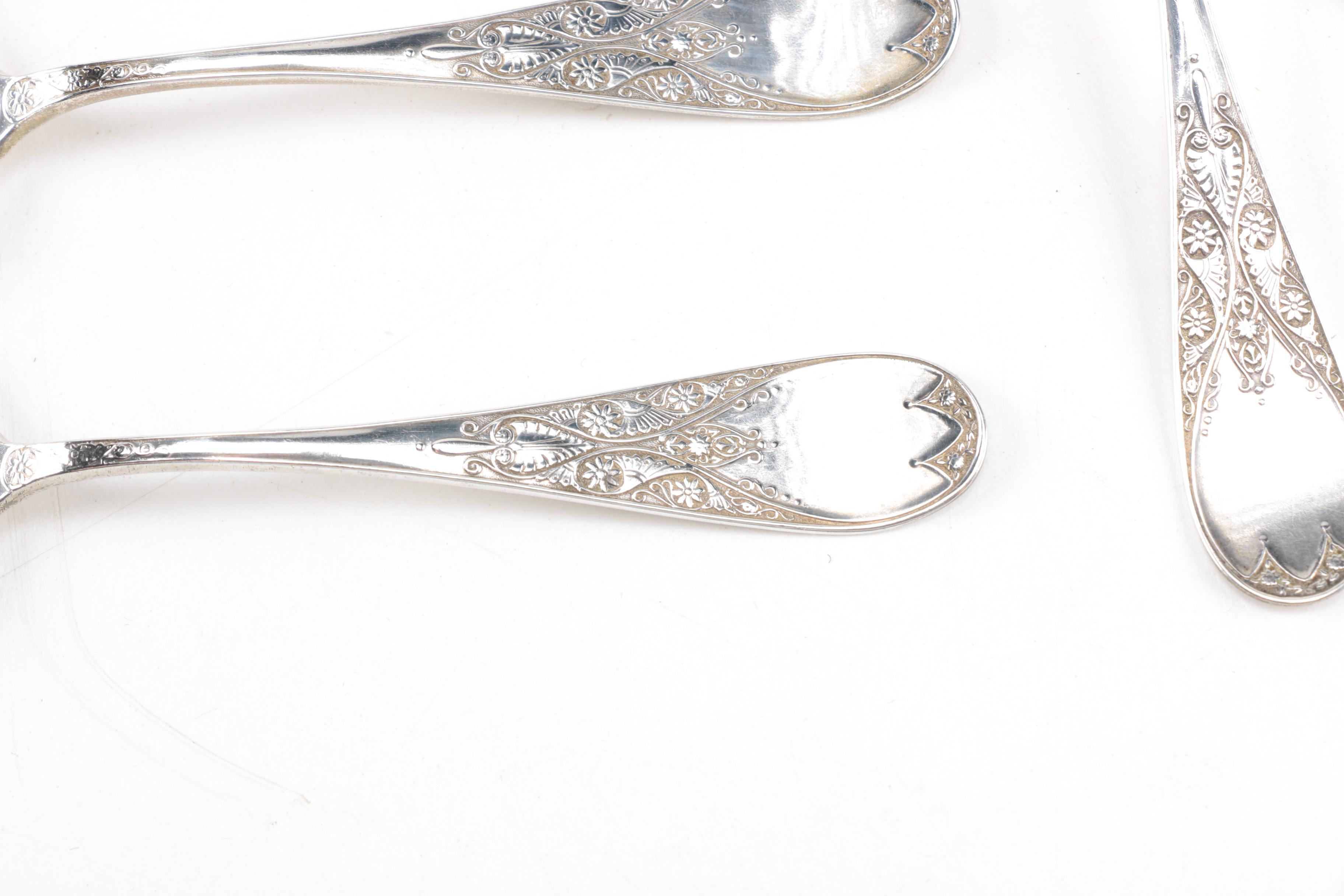 Sterling Silver Spoons with Etched Floral Handles