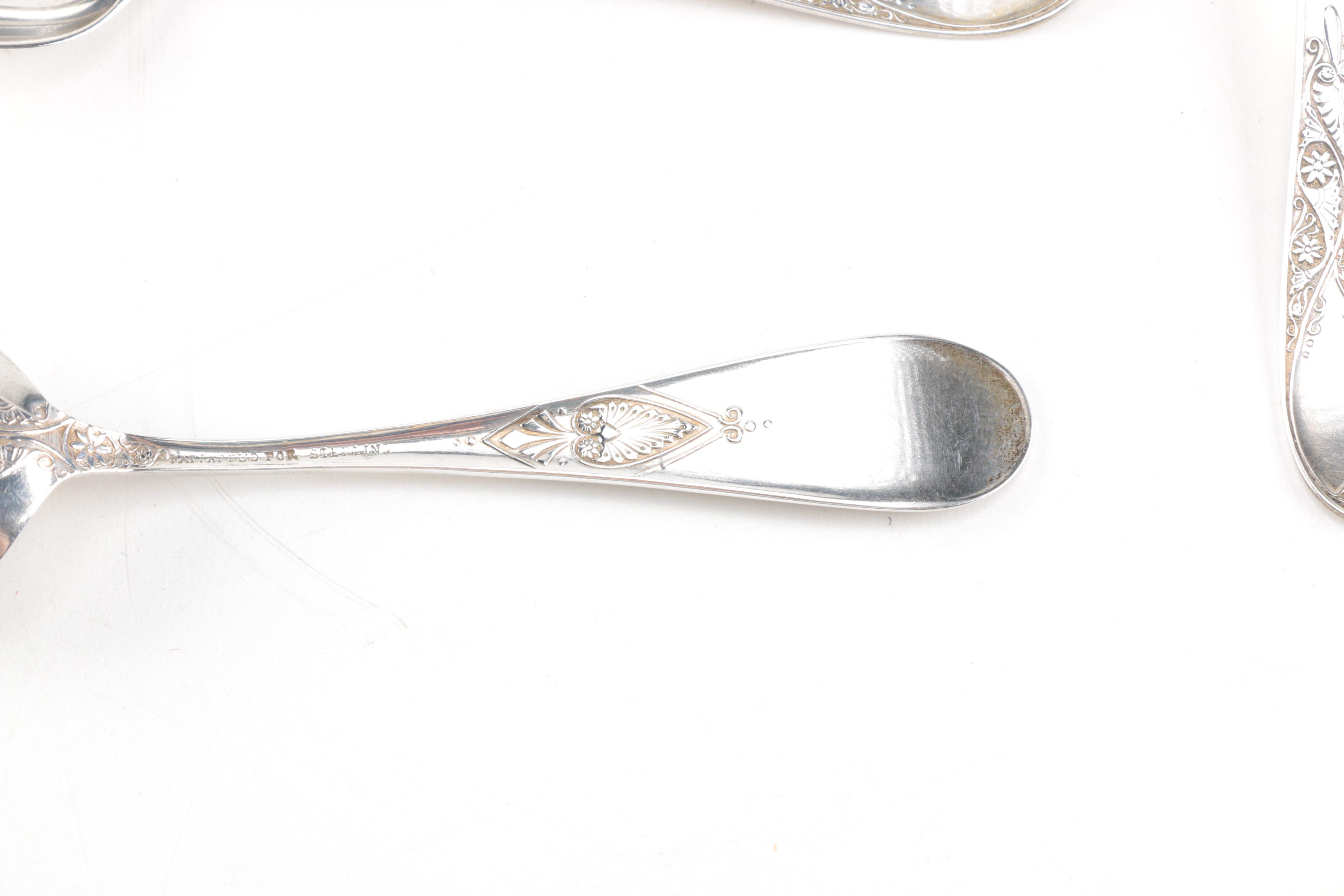 Sterling Silver Spoons with Etched Floral Handles