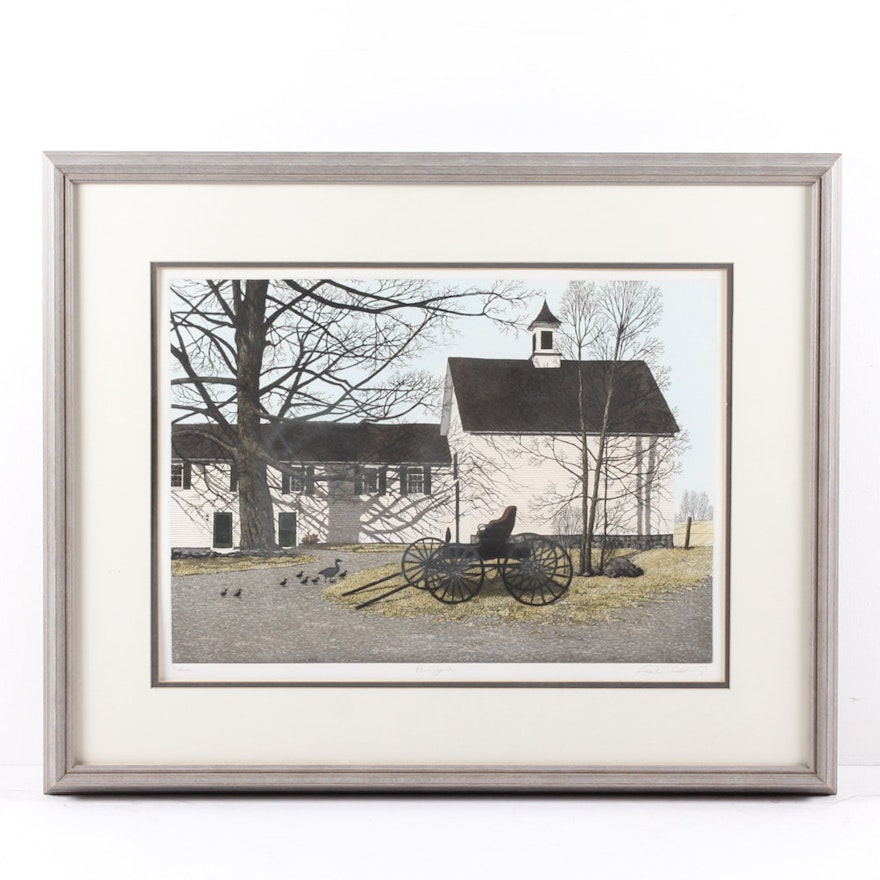 Limited Edition Aquatint Etching "Farmyard"