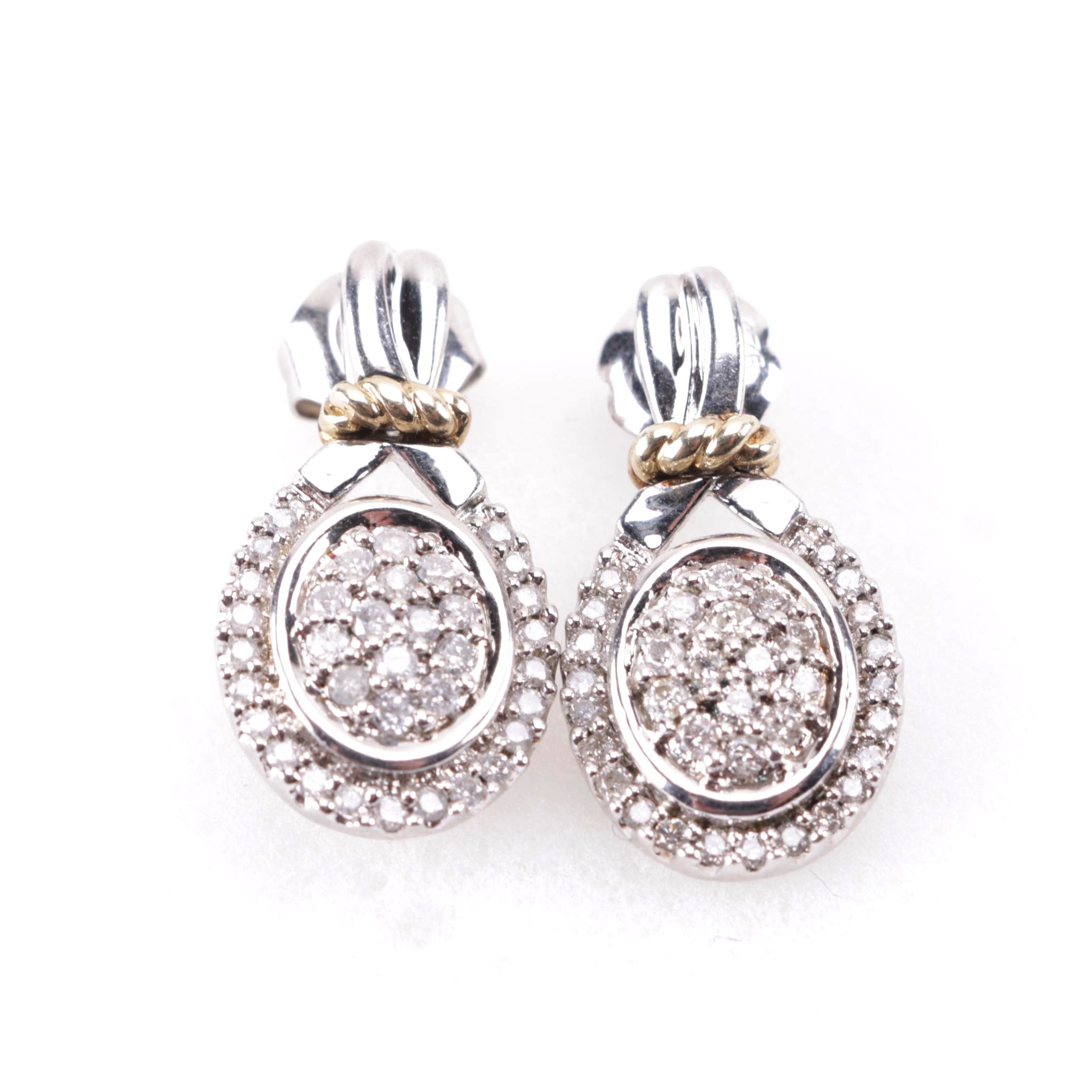 Sterling Silver and Diamond Earrings