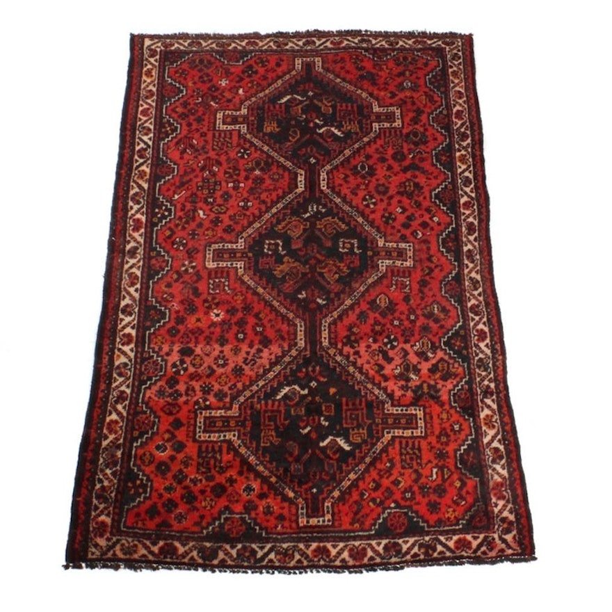 Antique Hand-Knotted Persian Shiraz Area Rug