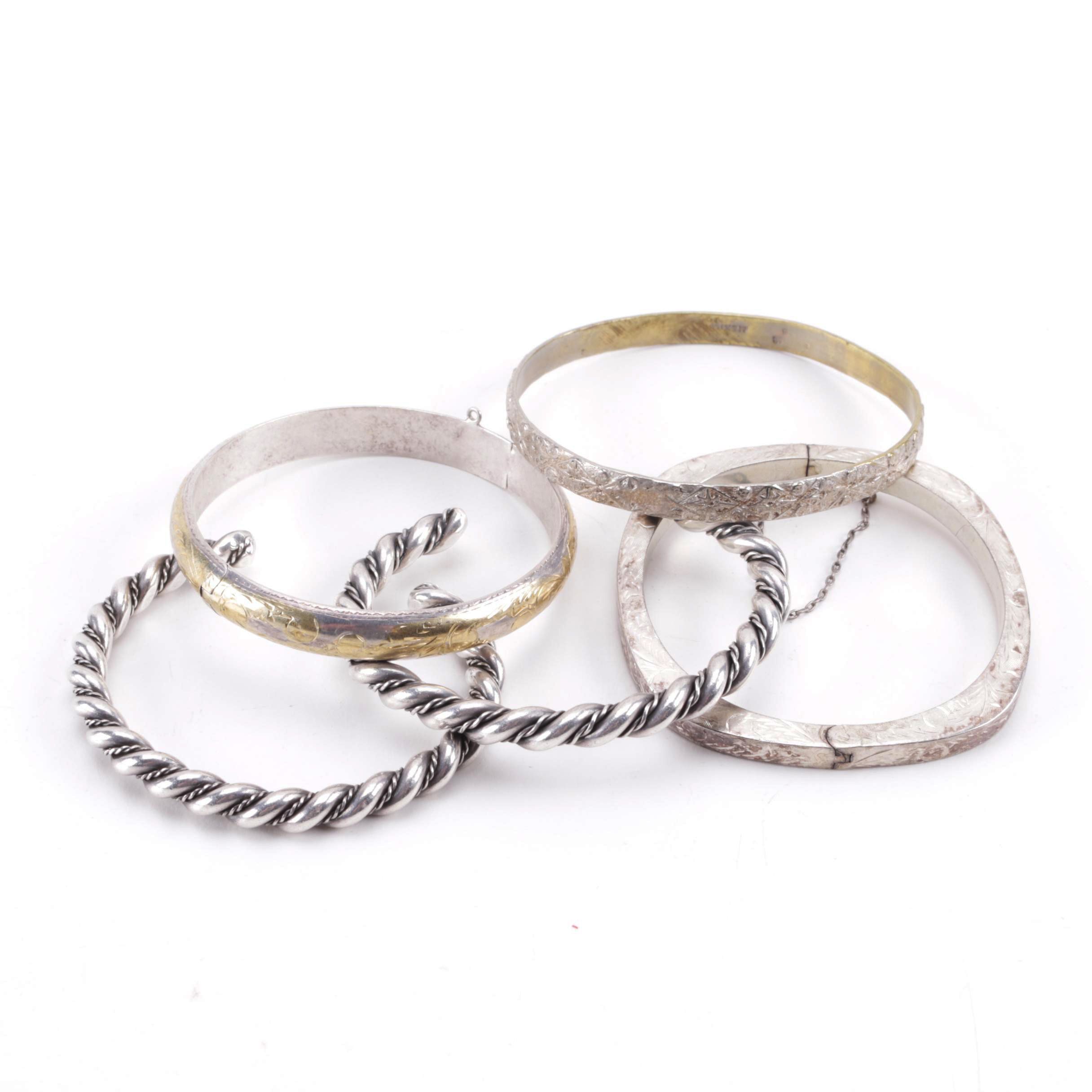 Vintage Sterling Silver Bangle and Cuff Bracelets