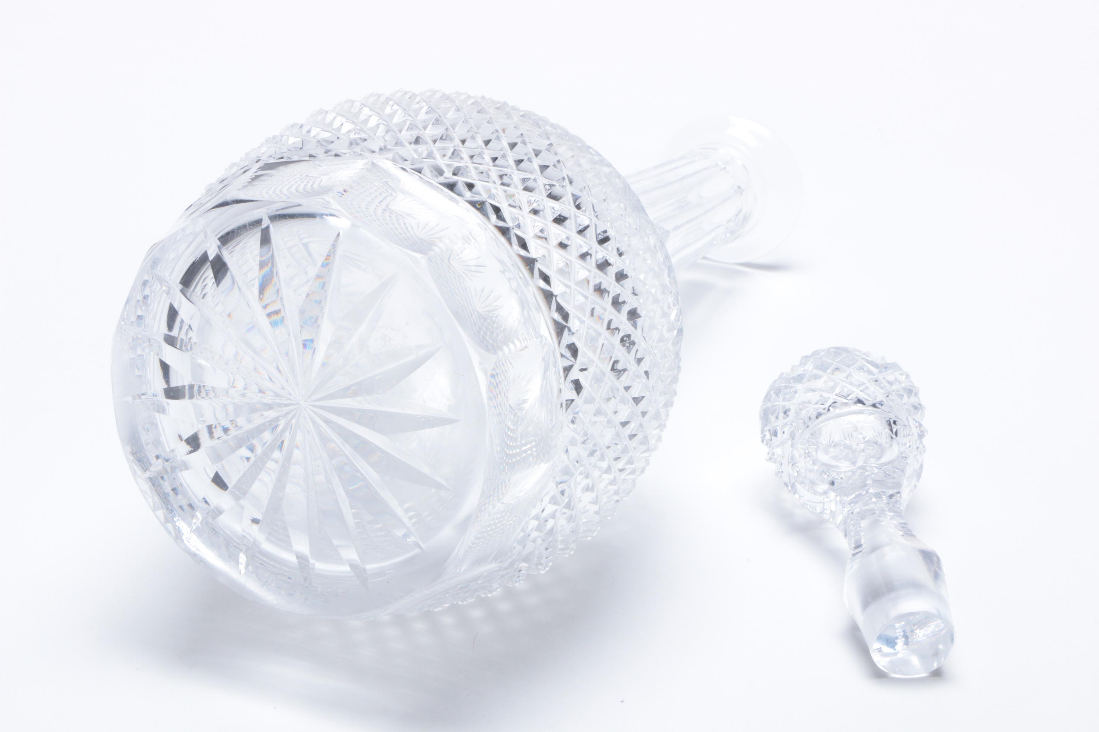 Pair of Antique Colorless Cut Glass Decanters