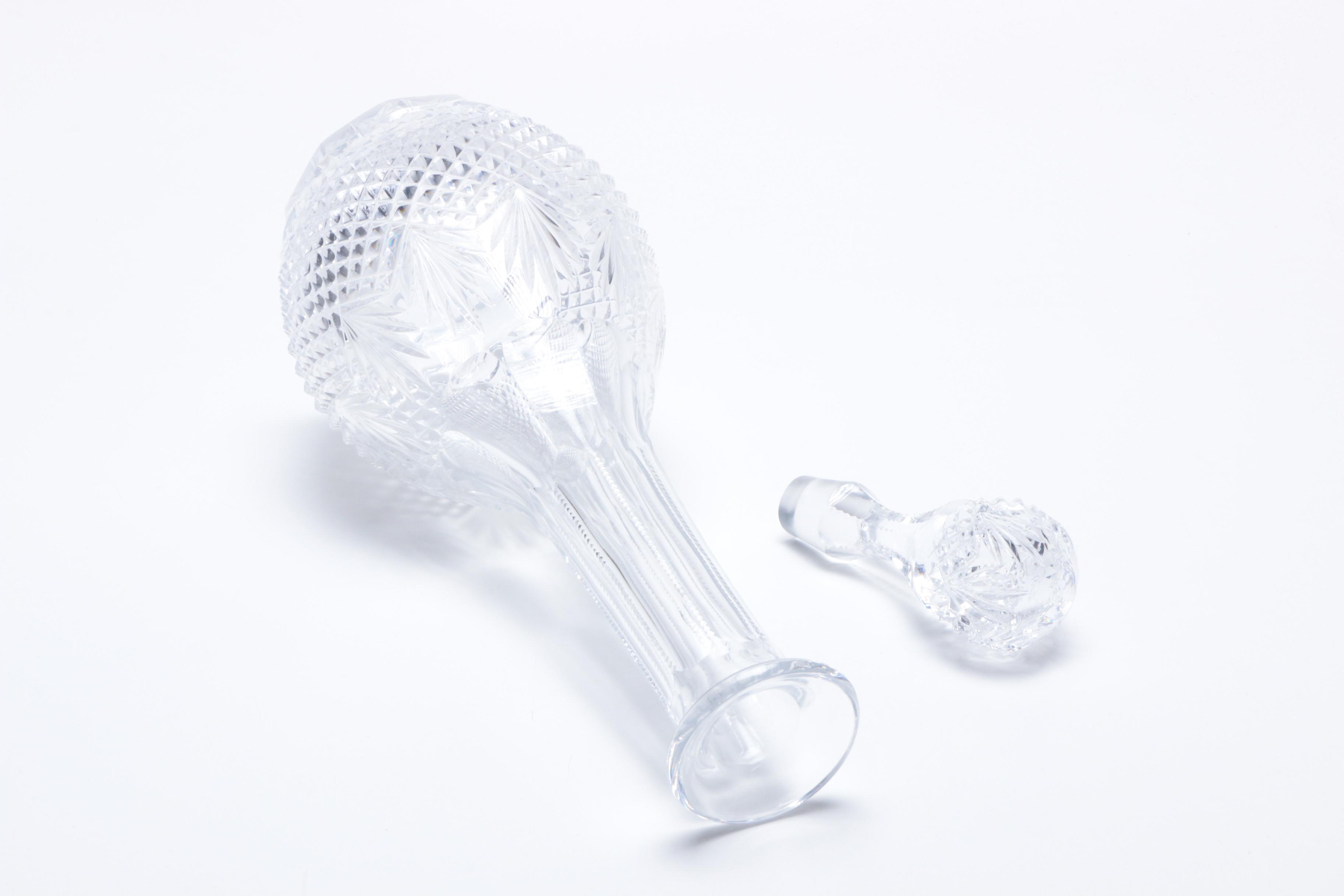 Pair of Antique Colorless Cut Glass Decanters