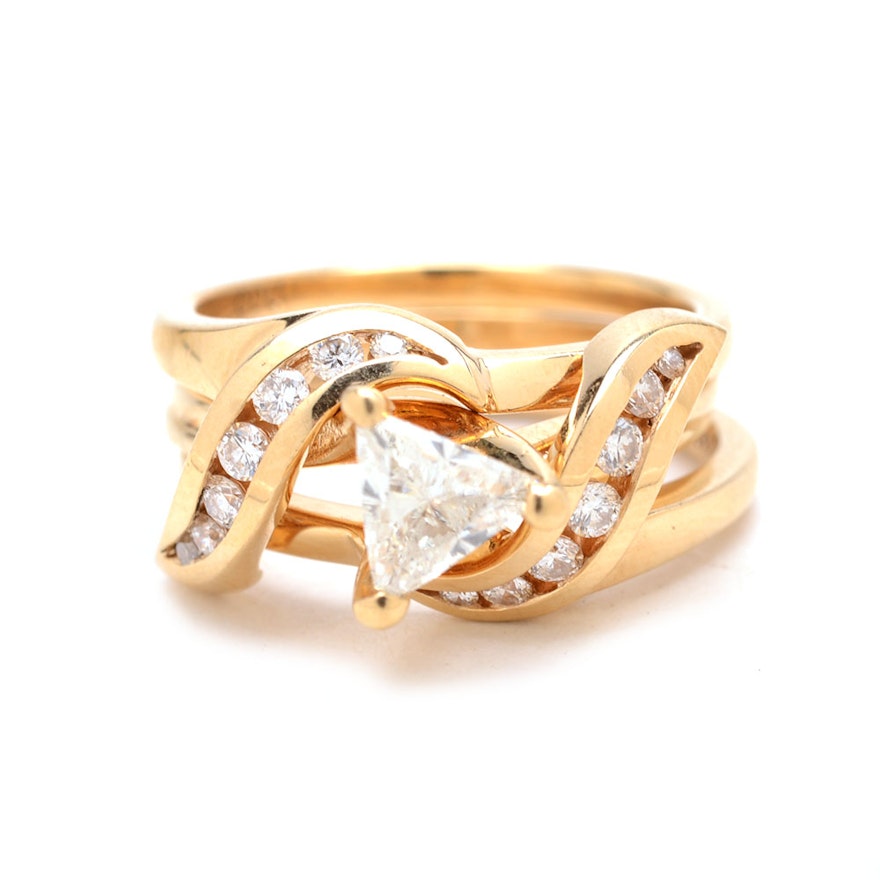 14K Yellow Gold Diamond Bridal Ring Set